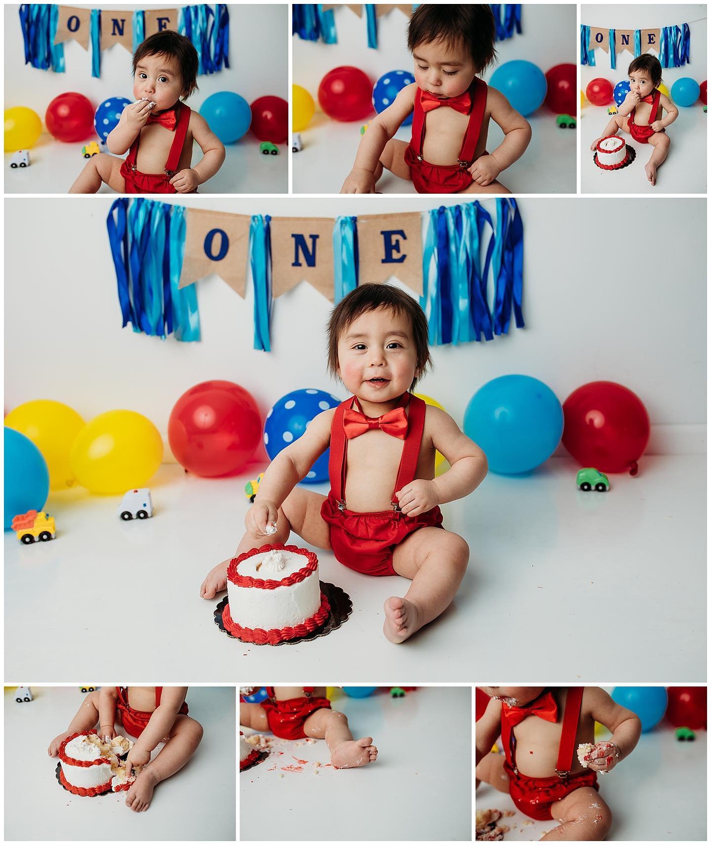 Happy First birthday to this cutie!! 

Each cake smash is customizable to whatever you want! For this cutie, his parents wanted to remember his love for cars at this age. I love it!!