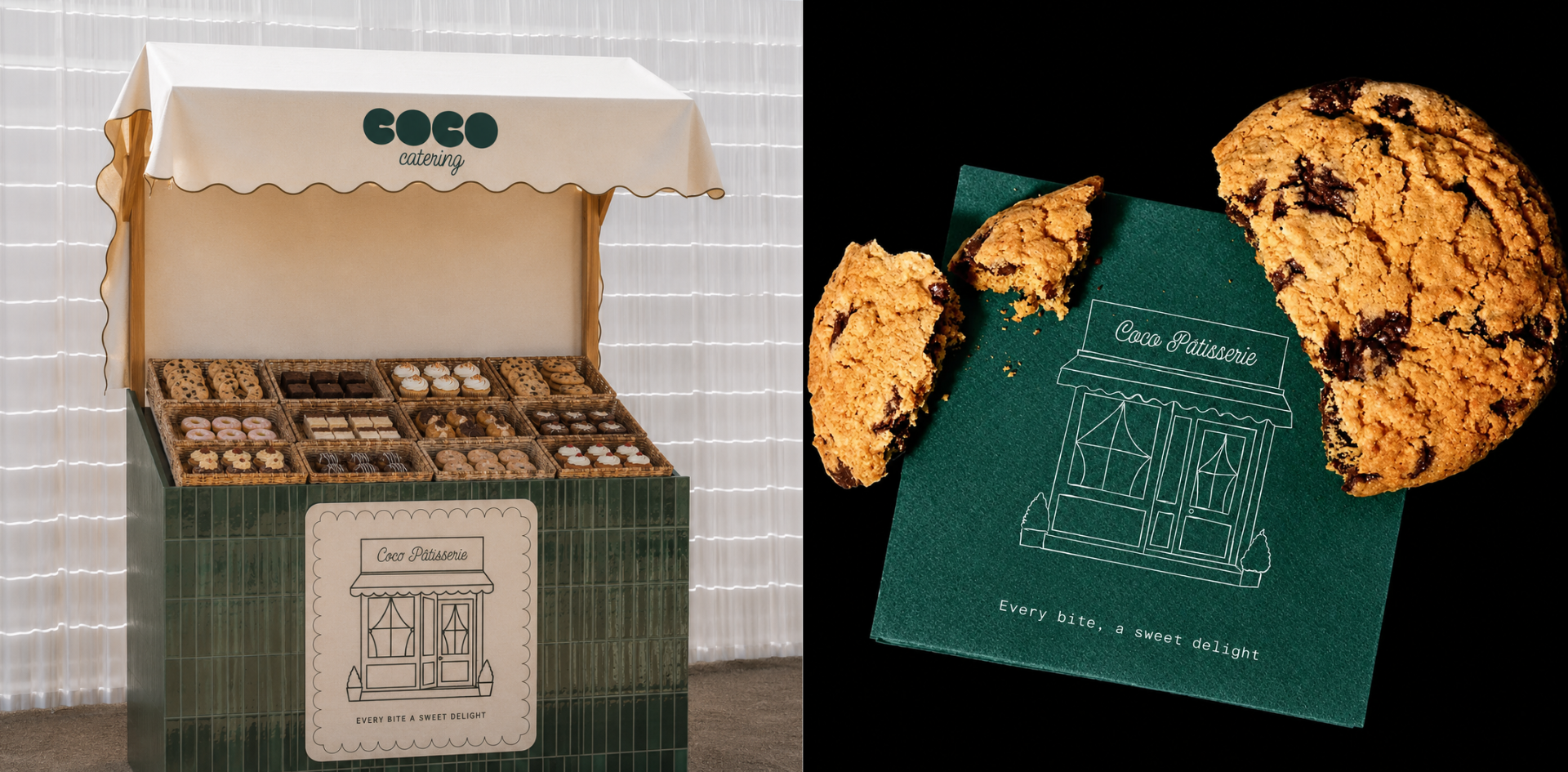 Coco Bakery brand applications and packaging design