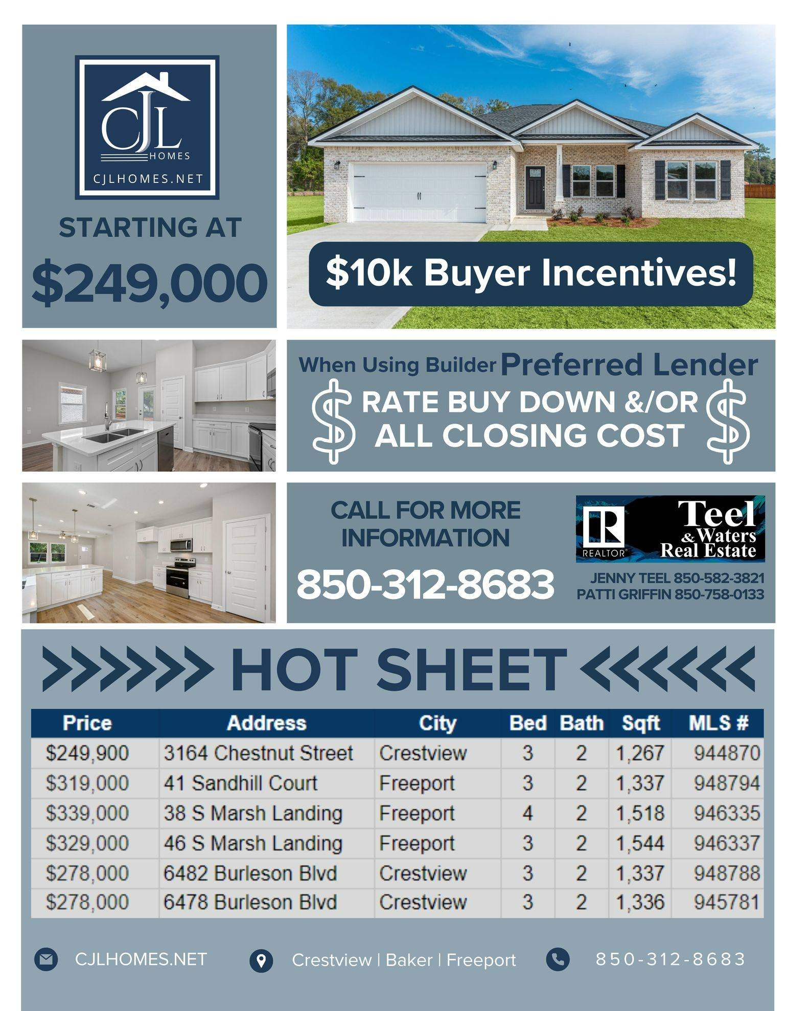 🔥🏠 **Hot Deal Alert from CJL Homes!** 🏠🔥
Searching for your dream home? Look no further! Starting at just $249,000, our homes in Crestview and Freeport are waiting for you! Plus, we're offering an exclusive buyer incentive: receive up to $10,000 