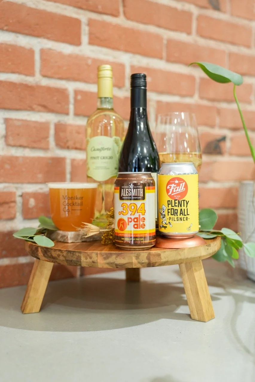 A variety of beer and wine choices for a bar at an event