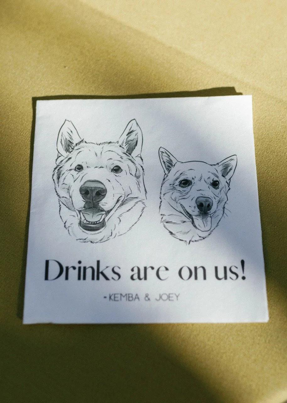 Custom cocktail napkins for a wedding