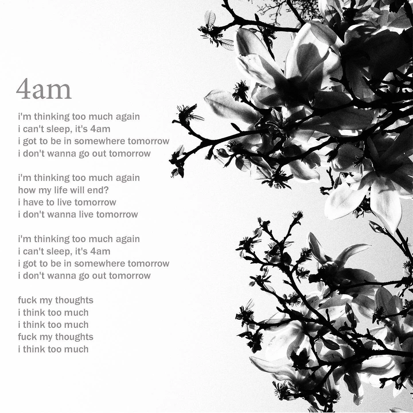 &lsquo;4am&rsquo; lyric sheet -  inspired by and lyrics by @girlinred