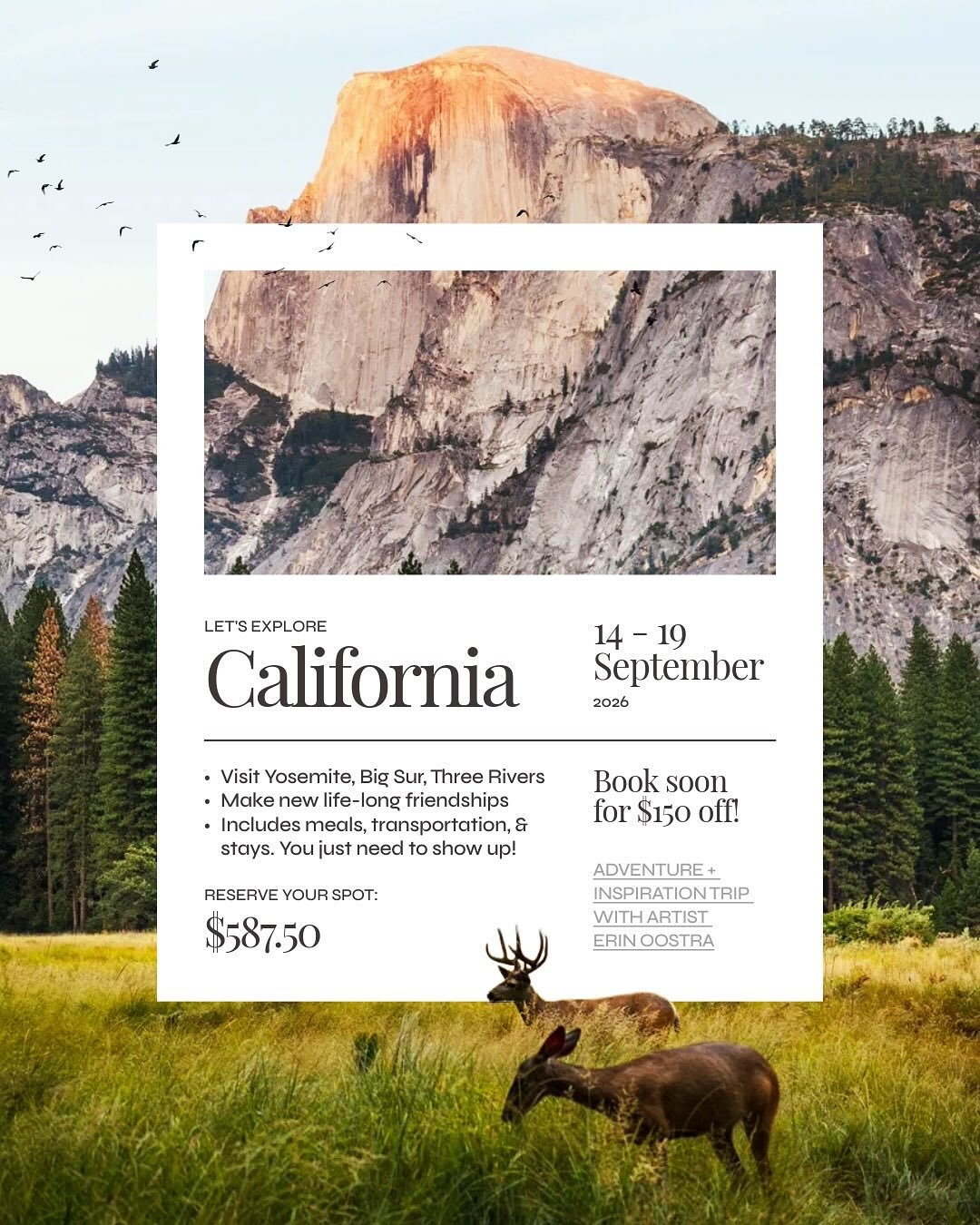 If you want to explore some gorgeous, meet new friends, and great memories, then this is the 2026 trip for you! 

Anyone who puts down their deposit before November 11 gets a free signed art to print in the mail from me!

Comment 🙌🏽 and I can send 