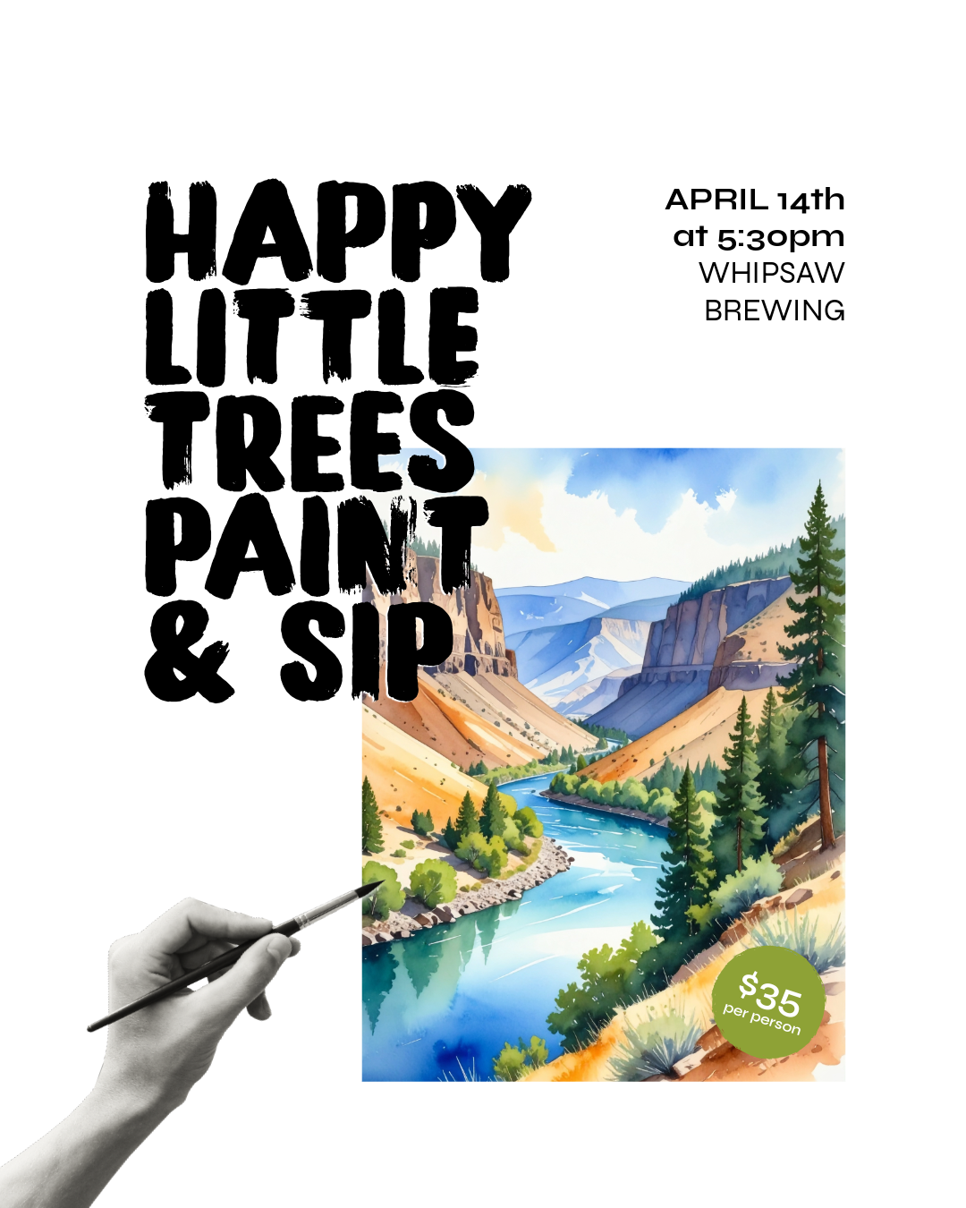 Happy Little Trees Paint + Sip | April 14th Whipsaw Brewing