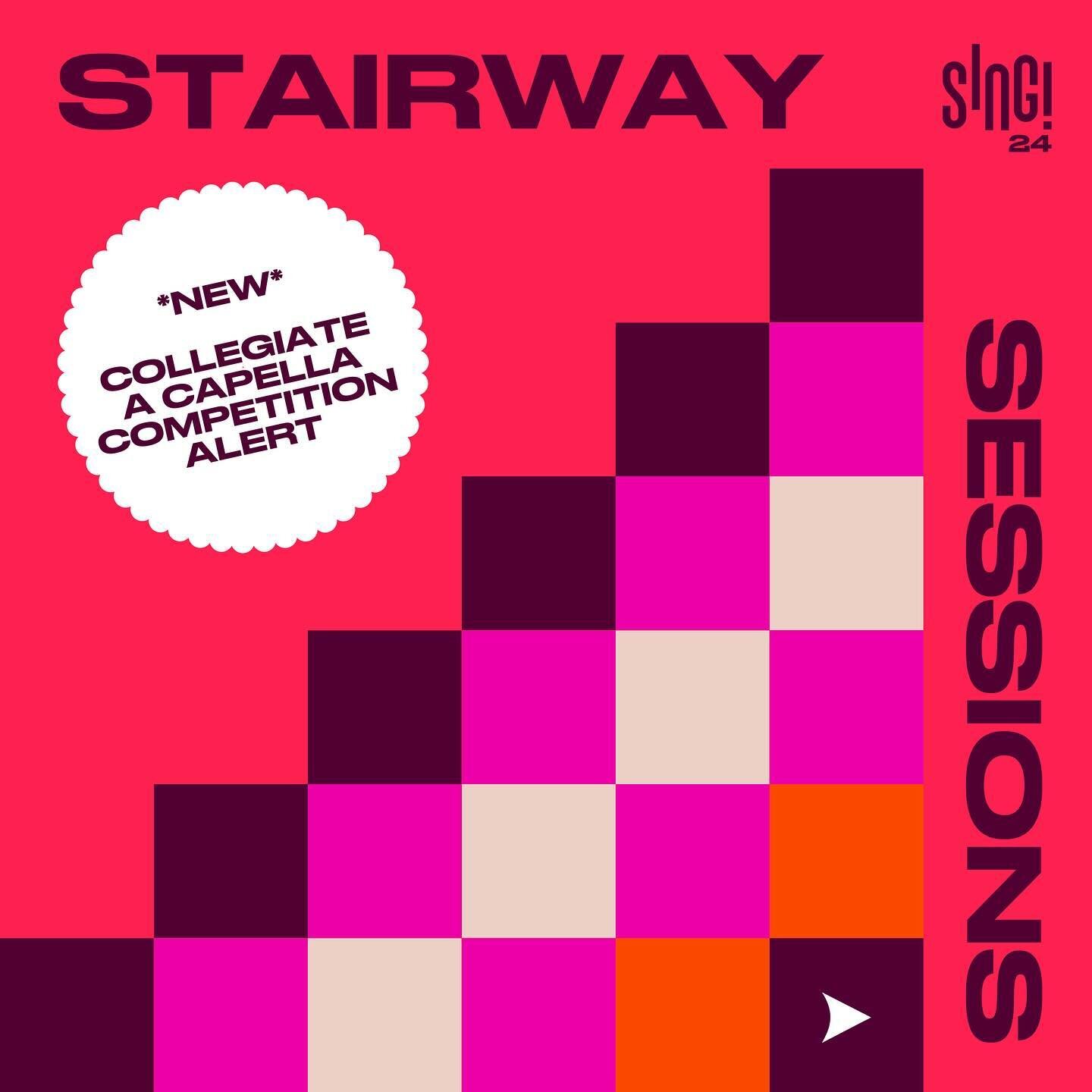 📢 Calling all collegiate a cappella groups! 📢 

Announcing the SING! Stairway Sessions. 

- Submit a video of your group singing your favourite song in a stairwell by May 1st
- Submissions can be sent to AD@singtoronto.com
- SING! will air all of y