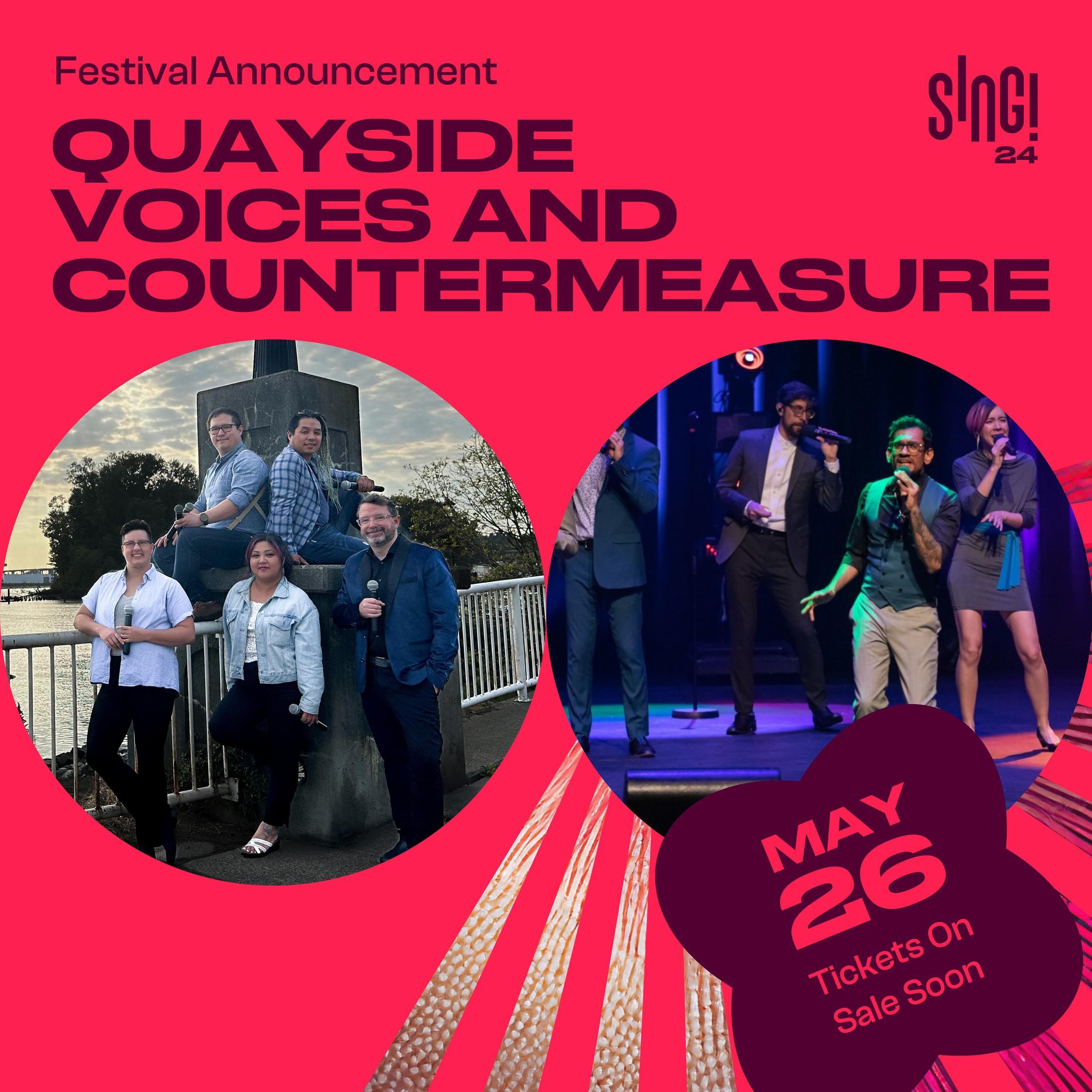 2024 Festival announcement! On Sunday May 26th - all the way from BC! - Quayside Voices join forces with SING fest favourite Countermeasure to present a night of music at The Redwood Theatre that&rsquo;s not to be missed! #SING2024 #Acappella #SingAl