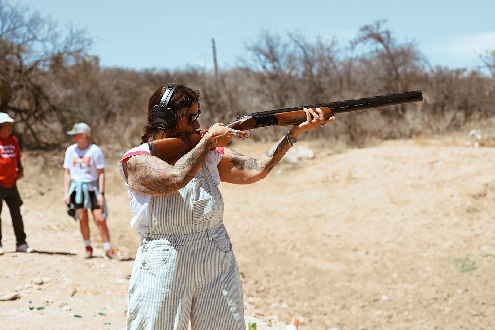A dude ranch guest sport shooting at Rancho de la Osa.