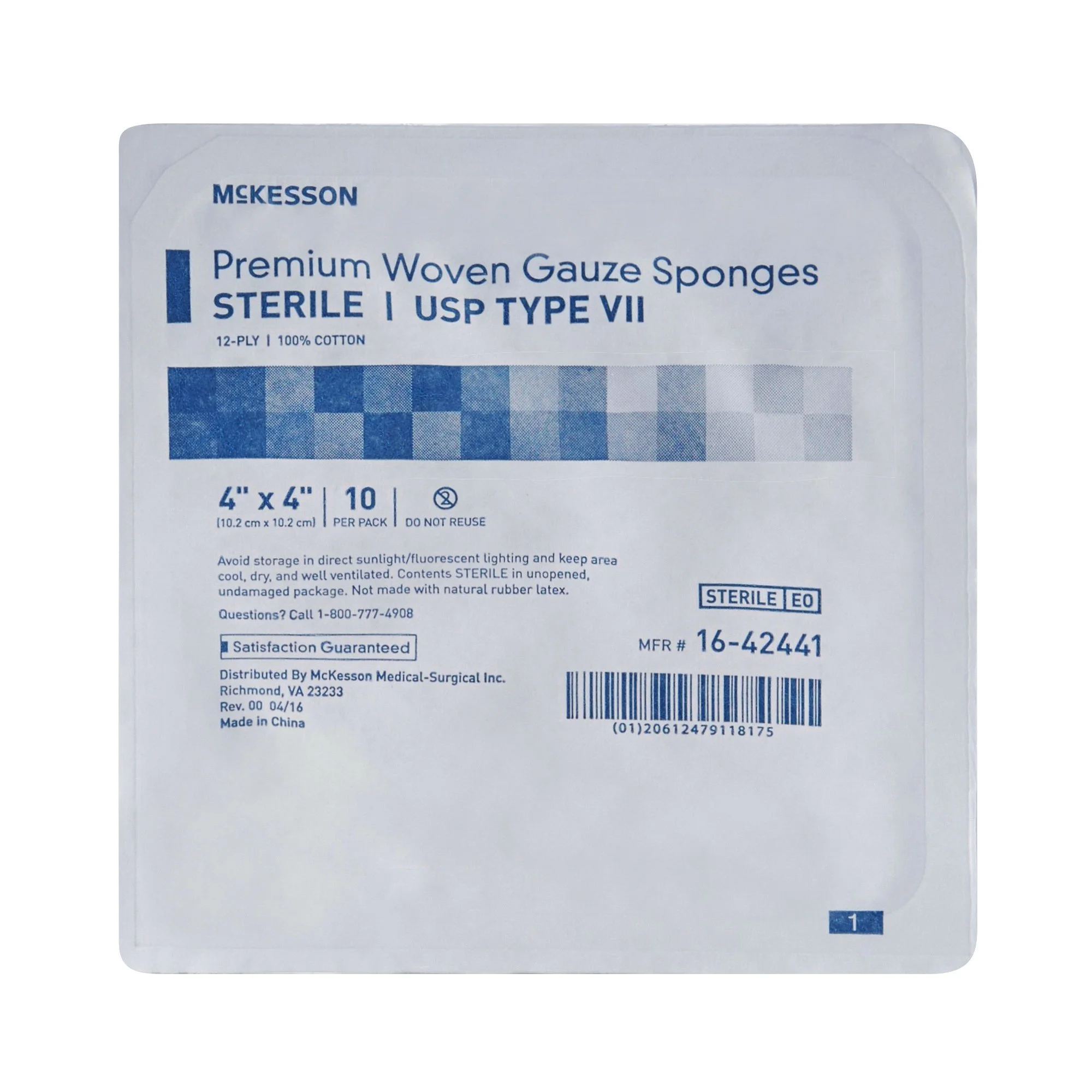 Gauze Sponge McKesson 4 X 4 Inch 12-Ply Sterile 10 per Tray