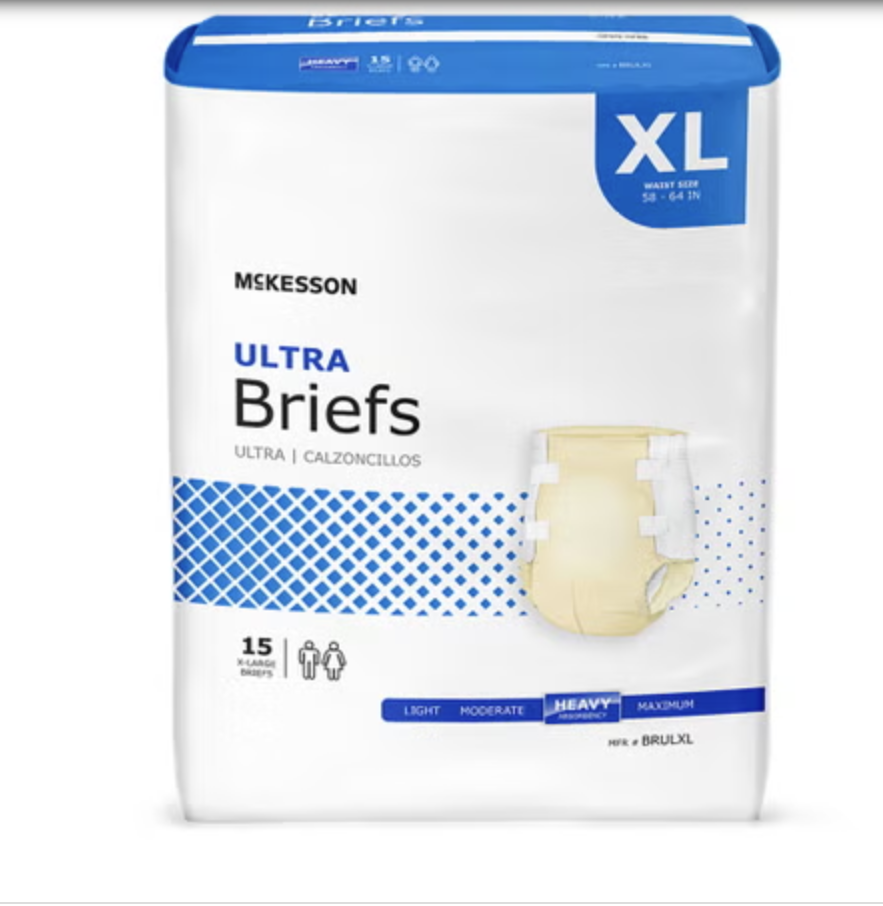 Incontinence Brief McKesson Ultra Adult X-Large Unisex Disposable Heavy Absorbency