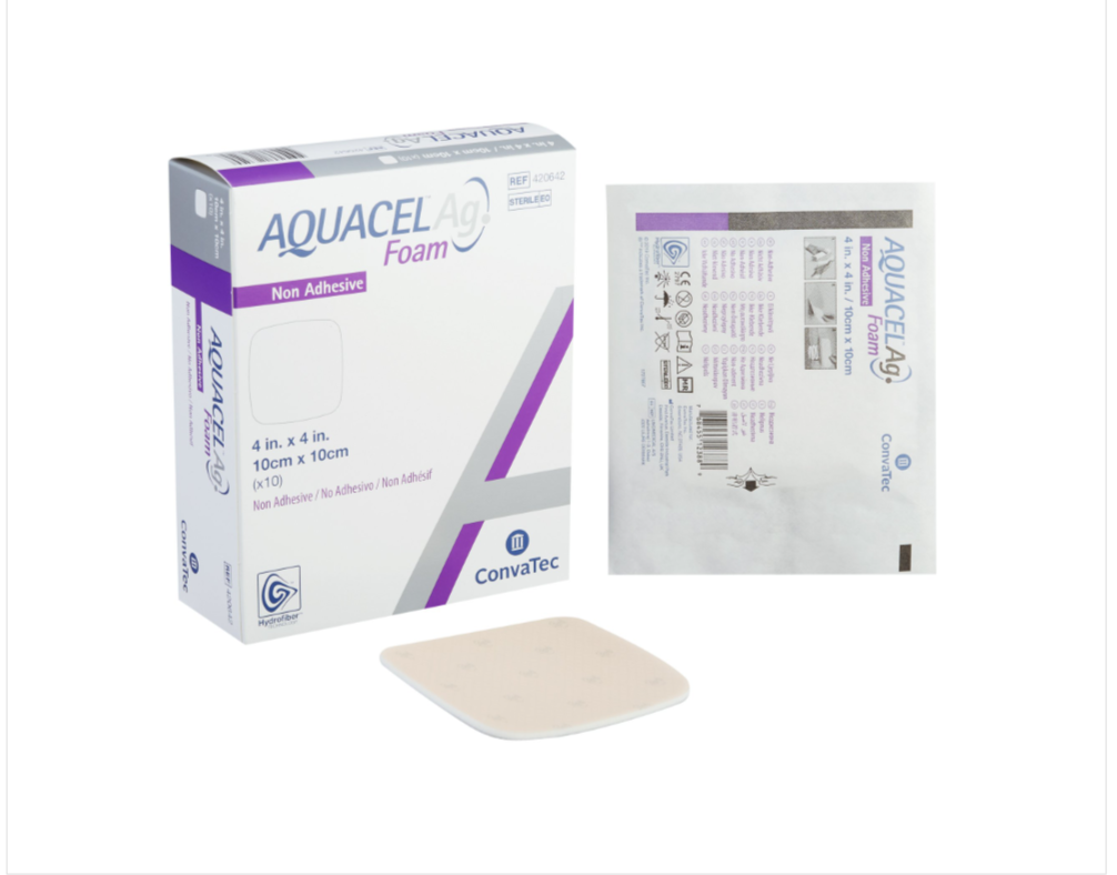 Silver Foam Dressing Aquacel® Ag 4 X 4 Inch Square Sterile