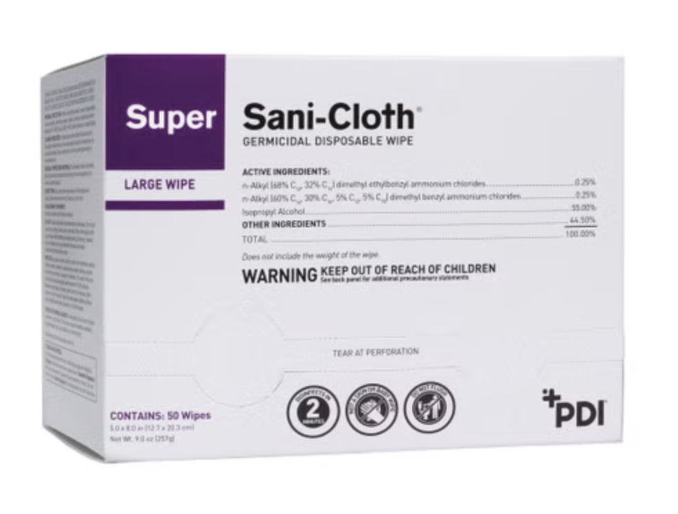 Surface Disinfectant Cleaner Super Sani-Cloth® Premoistened Germicidal Manual Pull Wipe 50 Count Individual Packet Alcohol Scent NonSterile