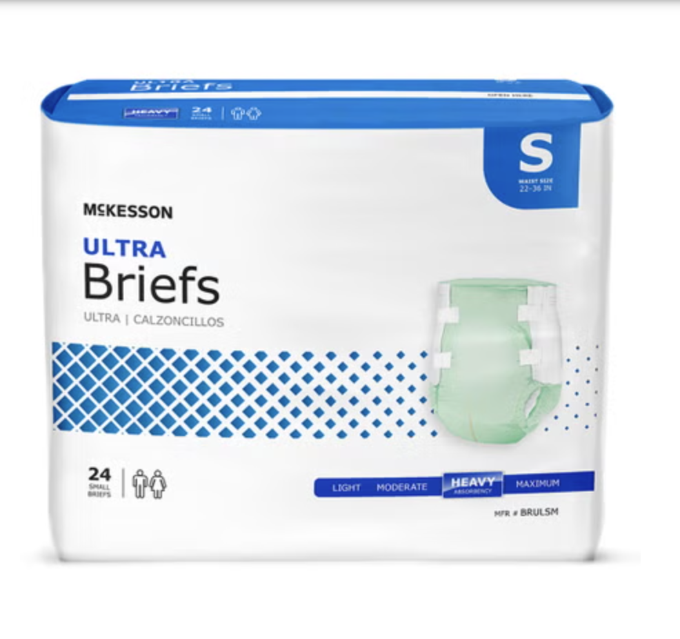 Incontinence Brief McKesson Ultra Adult Small Unisex Disposable Heavy Absorbency