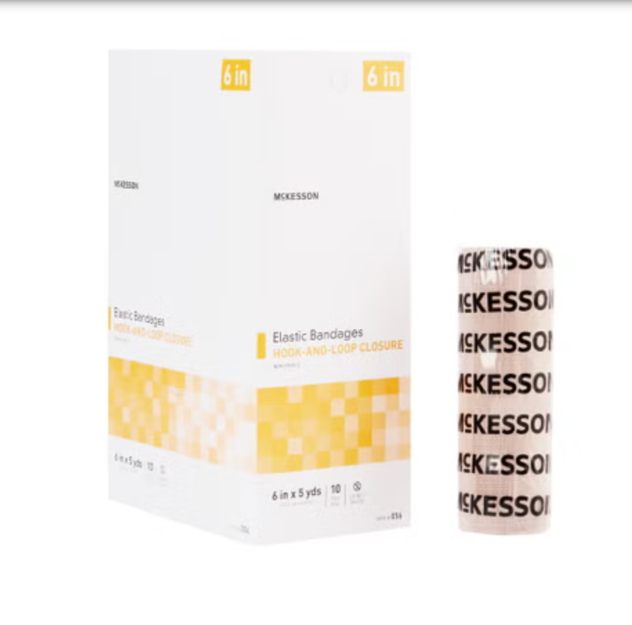 Elastic Bandage McKesson 6 Inch X 5 Yard Single Hook and Loop Closure Tan NonSterile Standard Compression