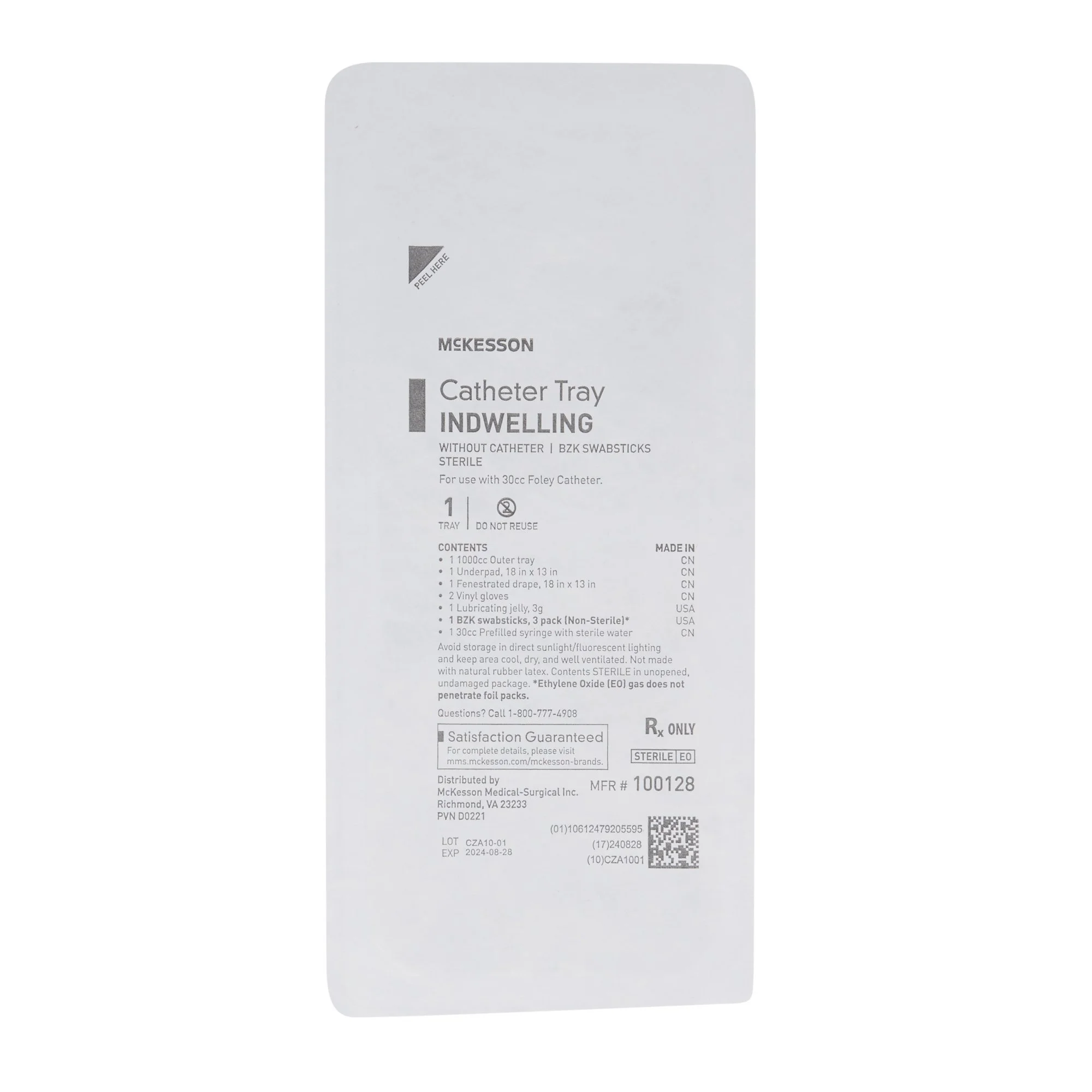 Indwelling Catheter Tray McKesson Foley Without Catheter