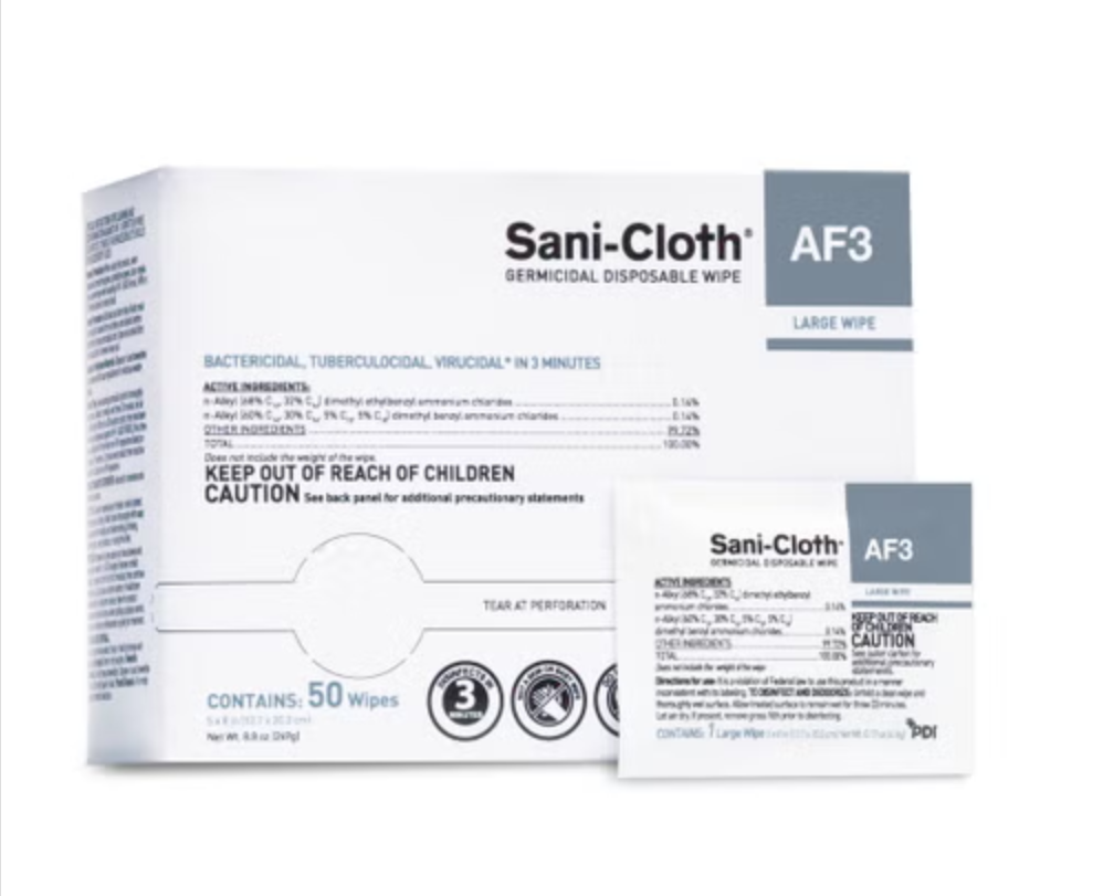 Surface Disinfectant Cleaner Sani-Cloth® AF3 Premoistened Germicidal Manual Pull Wipe 50 Count Individual Packet Unscented NonSterile