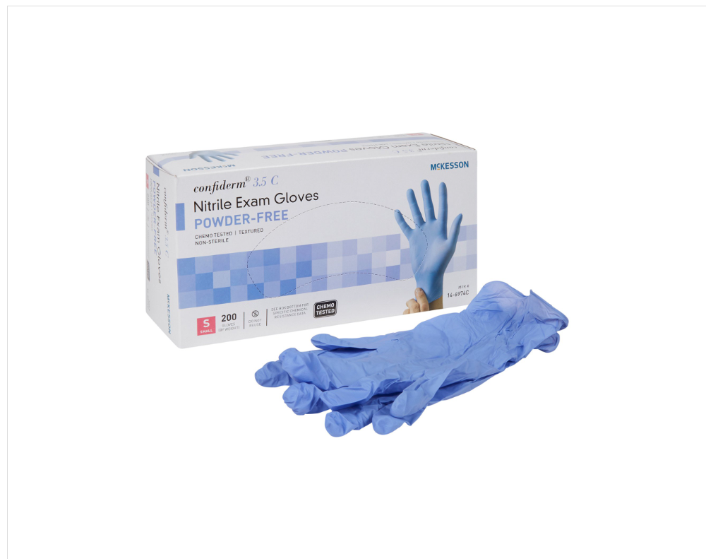 Exam Glove McKesson Confiderm® 3.5C Small NonSterile Nitrile Standard Cuff Length Textured Fingertips Blue Chemo Tested