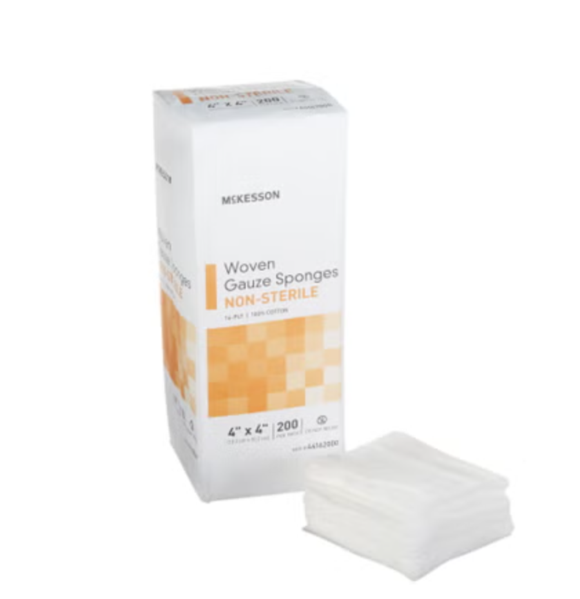 Gauze Sponge McKesson 4 X 4 Inch 16-Ply NonSterile 200 per Pack