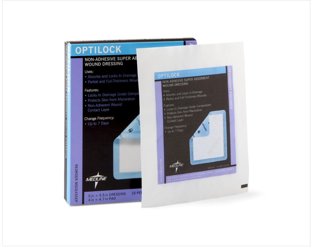 Super Absorbent Dressing OptiLock® 5 X 5-1/2 Inch Rectangle