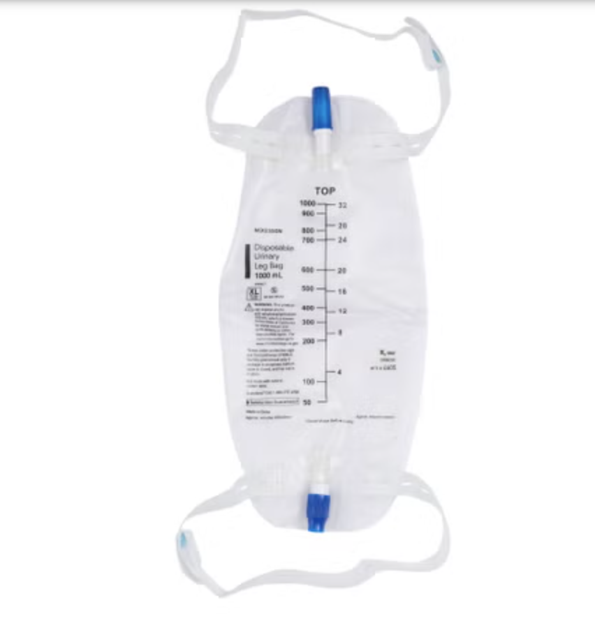 Urinary Leg Bag McKesson Anti-Reflux Valve Sterile 1,000 mL Vinyl