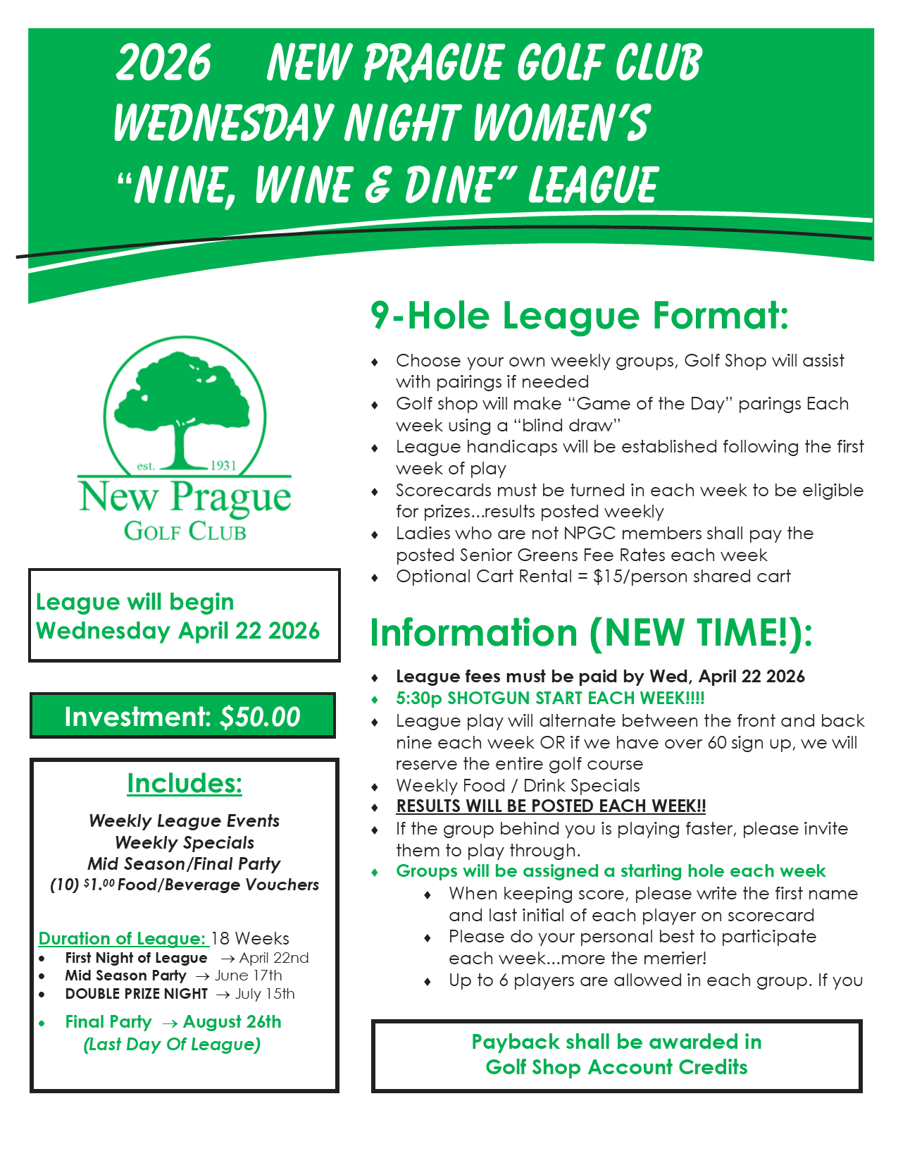 2026 Wed Ladies League INFO SHEET.png