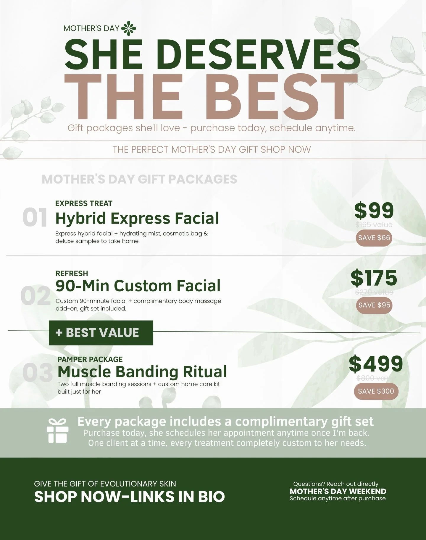 Still need a last minute gift for mom (or need to send ideas to loved ones!)? 🤰🎁💐

If you&rsquo;ve been meaning to treat your mom &mdash; or yourself &mdash; this is the moment. I&rsquo;m offering these Mother&rsquo;s Day packages for one more wee
