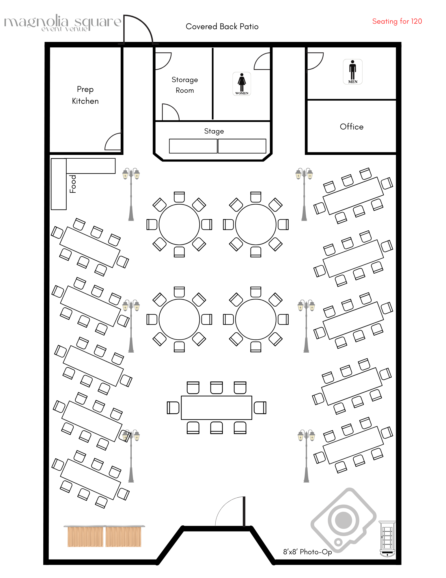 Company Award Banquet - Mixed Layout with seating for 120.