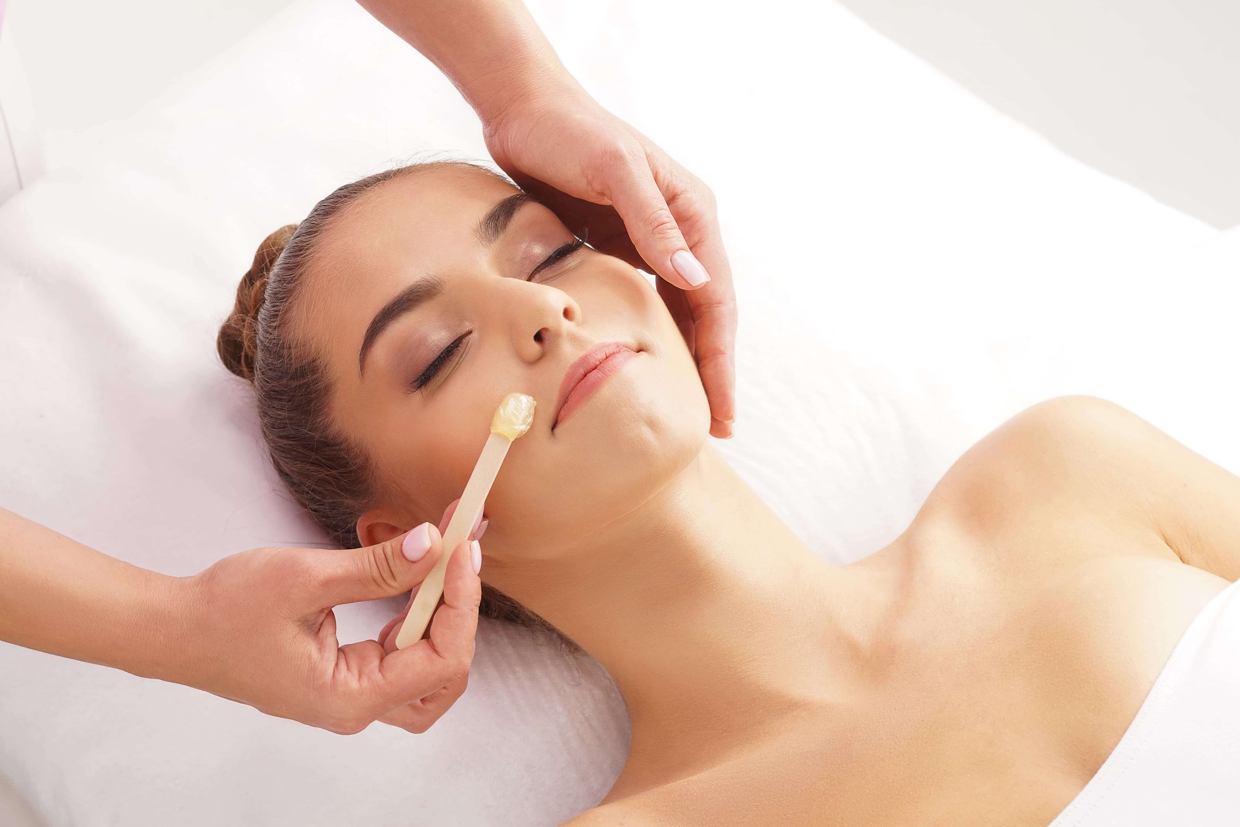 Woman getting an upper lip wax