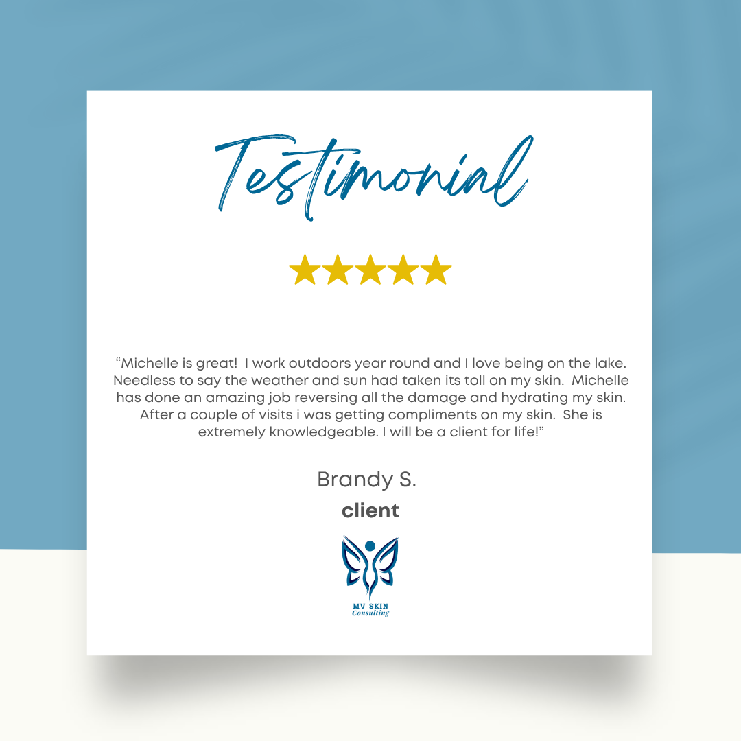 Brandy S. shares positive experience with Michelle MV Skin Consulting's natural facials, restoring hydration and reversing the effects of aging skin, Collin County and Dallas County, Texas