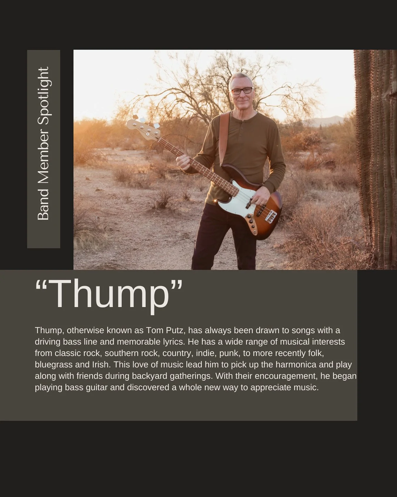 Introducing Tom - the thumper of the bass and the heartbeat of the band! 🎶