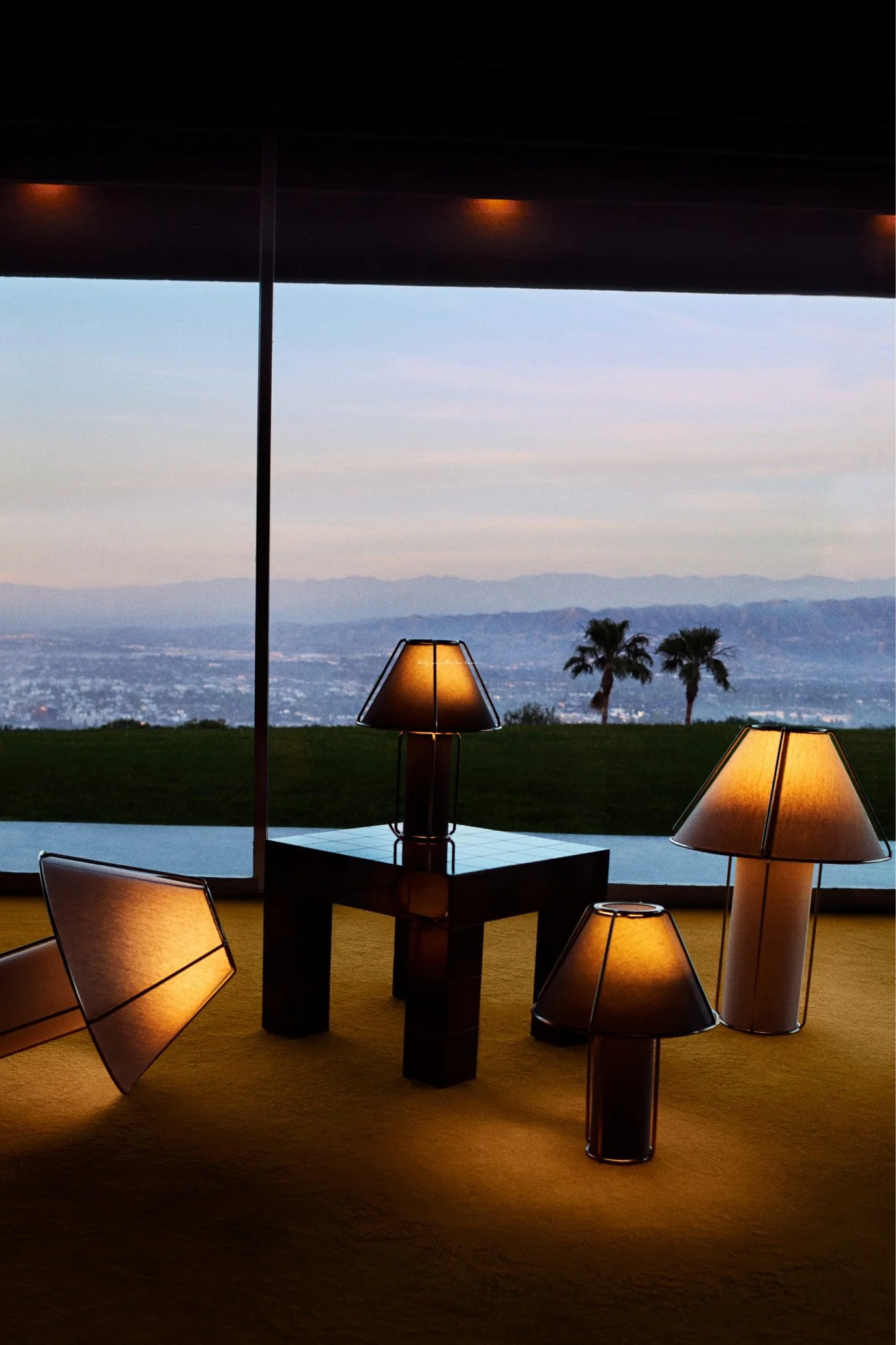 EMERA lamp with cage frame and textile base from the Kelly Wearstler x H&M HOME collection