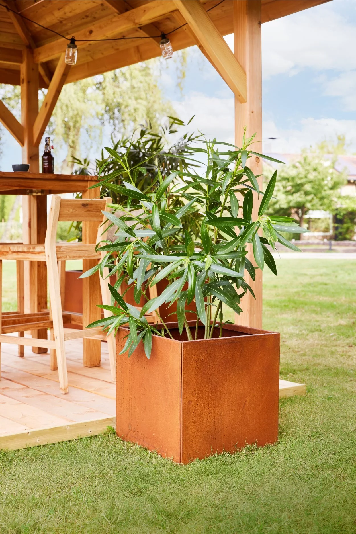Contemporary stainless-steel outdoor planter