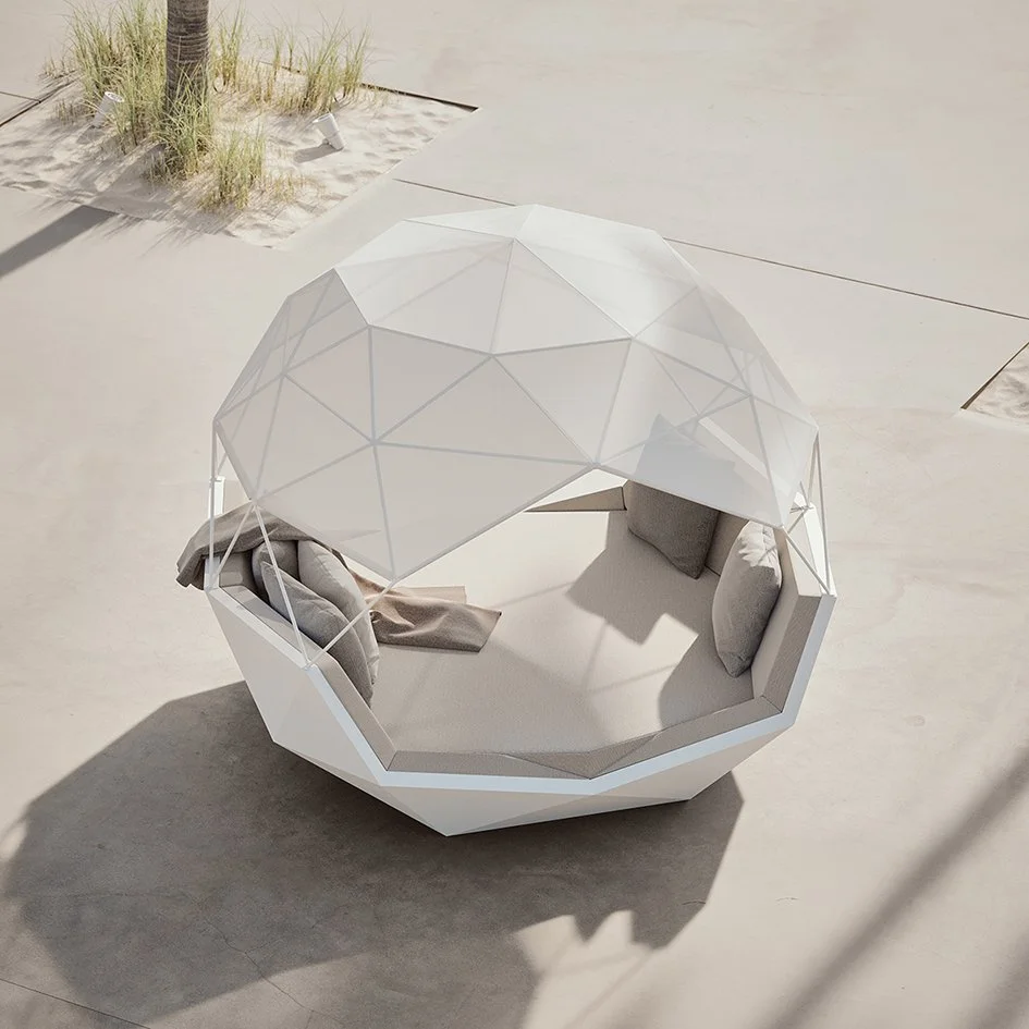 A contemporary geometric design outdoor daybed