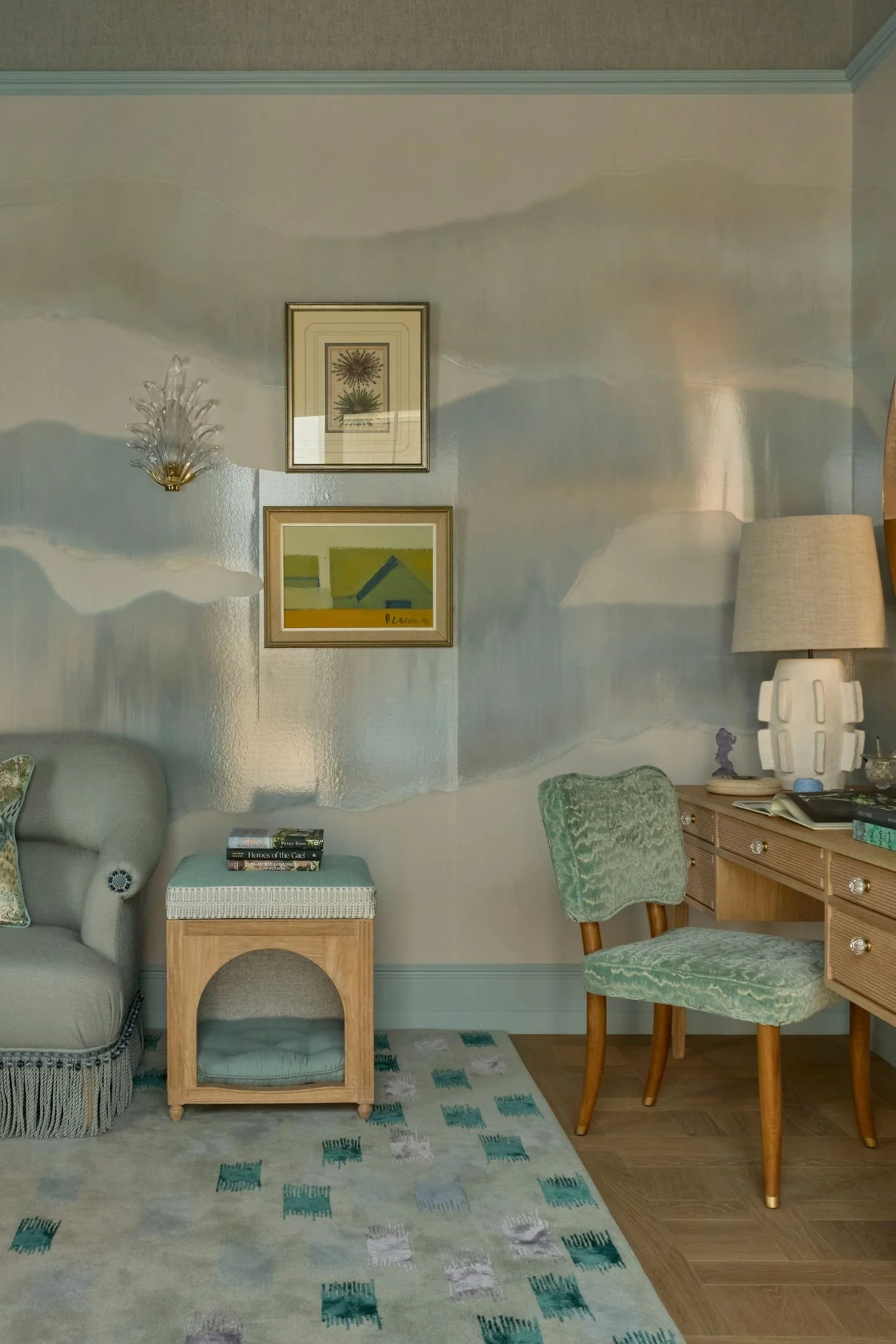 wooden dog bed and side table in a room at WOW!house 26