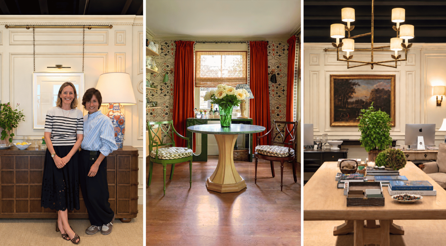 Rita Konig at  Oficina Inglesa at FOCUS/26 with elegant furniture, patterned upholstery and classic interior styling.