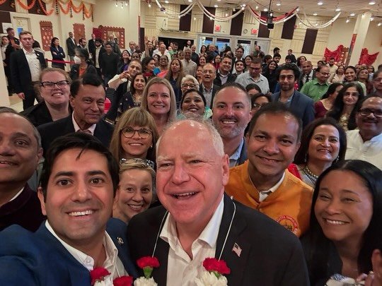 Governor Tim Walz visited Montgomery Township today to celebrate Diwali at the Bharatiya Temple. He received a warm greeting from the crowd, which included a host of Democratic elected officials and candidates including Montco Commissioners Jamila Wi