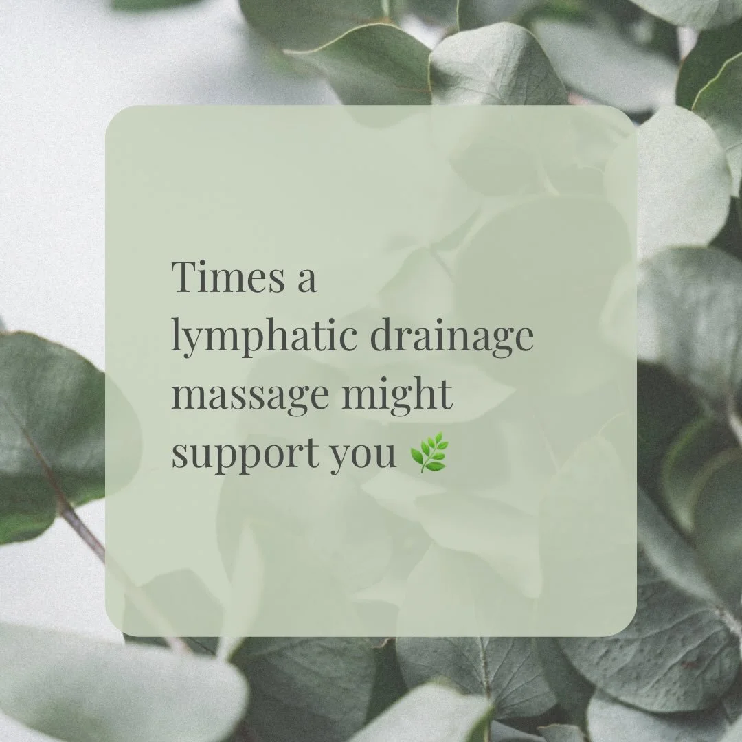 ✨ When might a Manual Lymphatic Drainage session be supportive? ✨

MLD isn&rsquo;t just for lymphoedema or post-surgery care. A gentle lymphatic-focused treatment may also help when your body is feeling heavy, puffy, sluggish or overwhelmed 🌿

It ca
