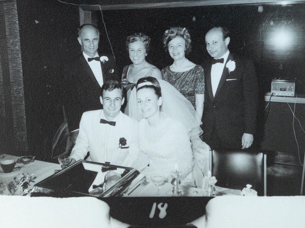 Roger and Barbara with Sidney (known as Sid) and Dorothy Moses, Eva Paykel and Dr Eugene Paykel (Barbara’s mother and brother)