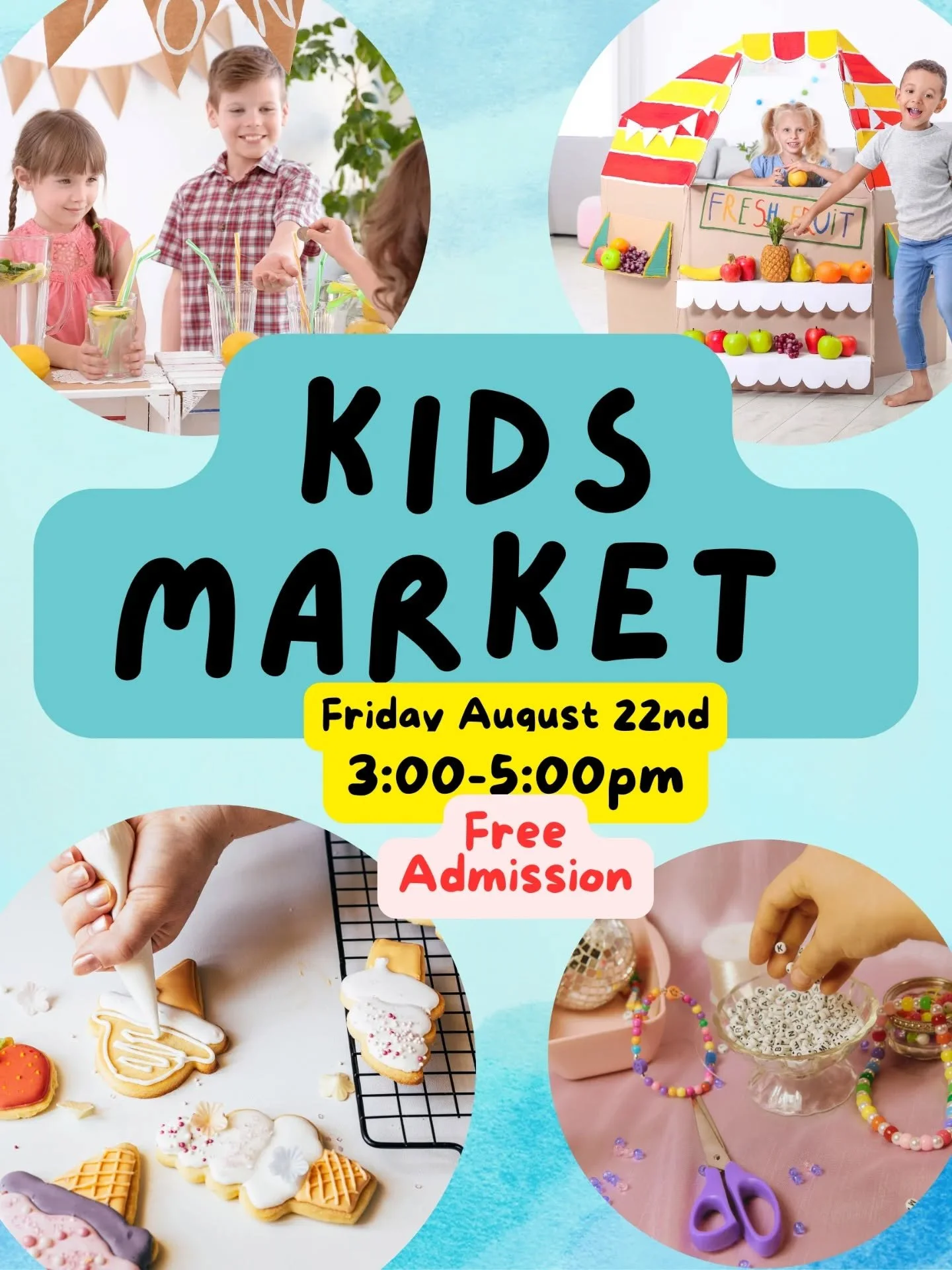 🗓️ Kids Market | August 22 at The Cove Indoor Play 

Join us for a special community event celebrating creativity, entrepreneurship, and fun &mdash; all led by our youngest makers. The Kids Market showcases youth-run booths featuring handmade goods,