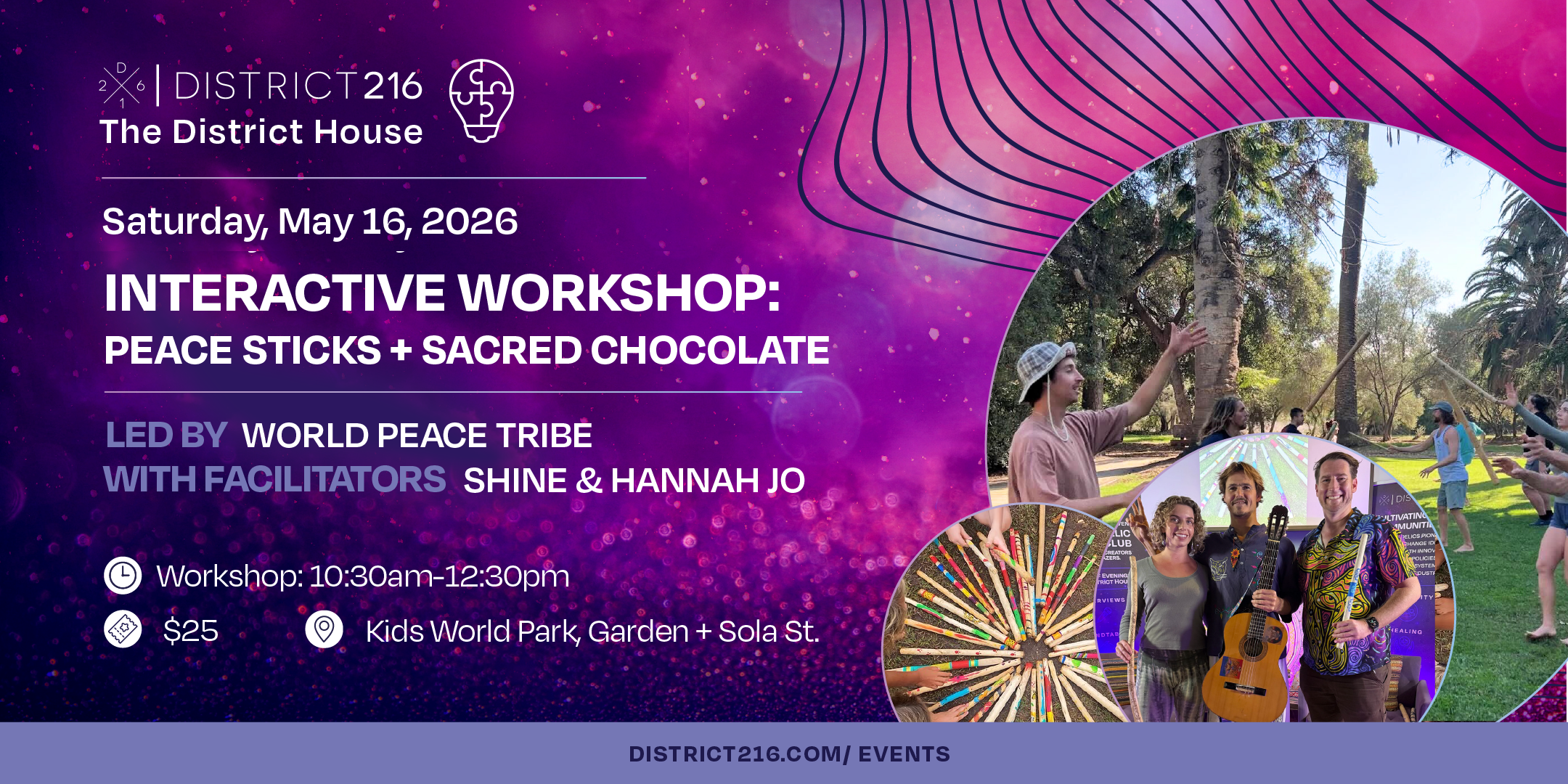 May 16, 2026 - The District House: Peace Sticks Workshop with Shine &amp; Hannah Jo