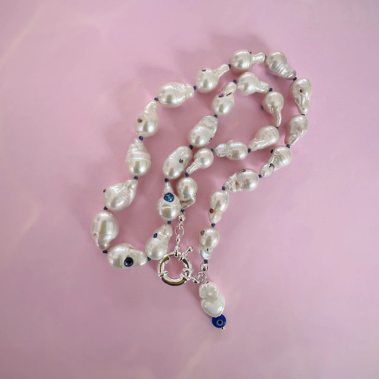 Baroque Blue Crystal Necklace Small