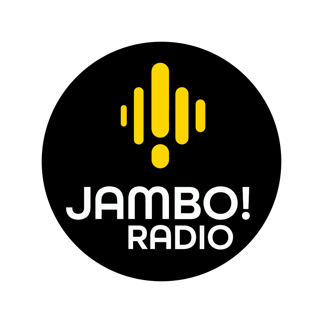 Black background with yellow soundwave icon and the text 'JAMBO! RADIO' in white.