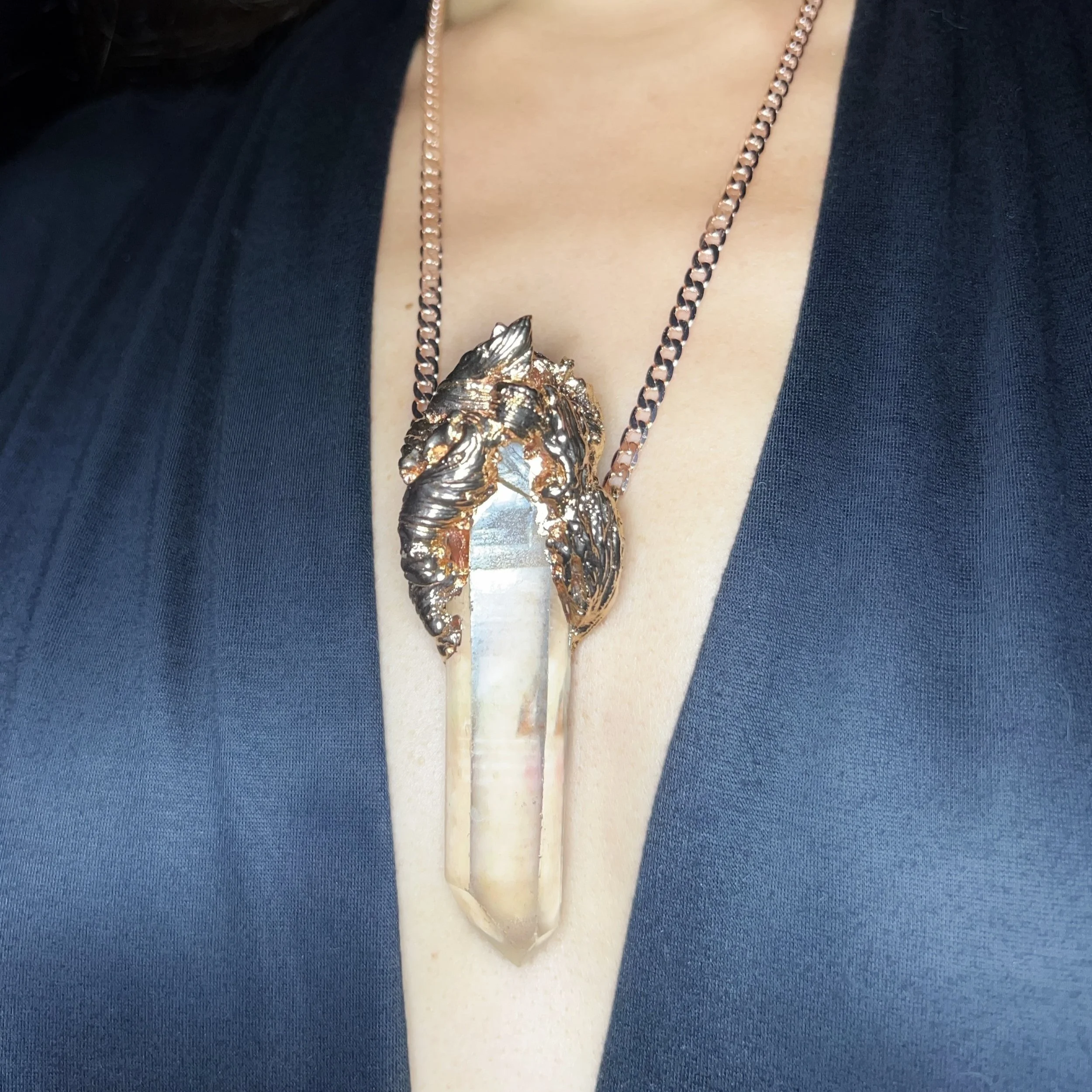 Himalayan Golden LEMURIAN Feather necklace