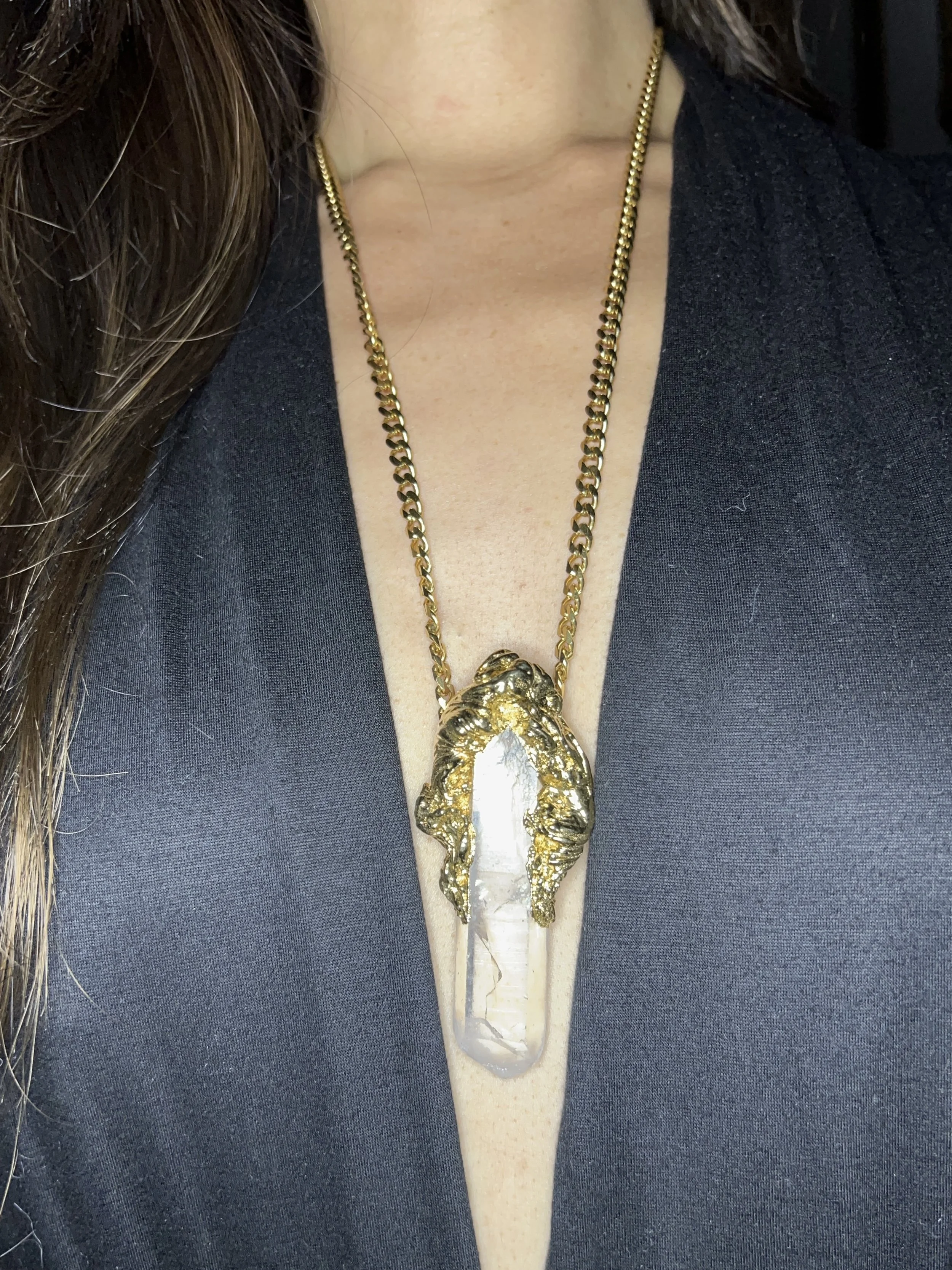 LEMURIAN Seed Quartz Feather necklace