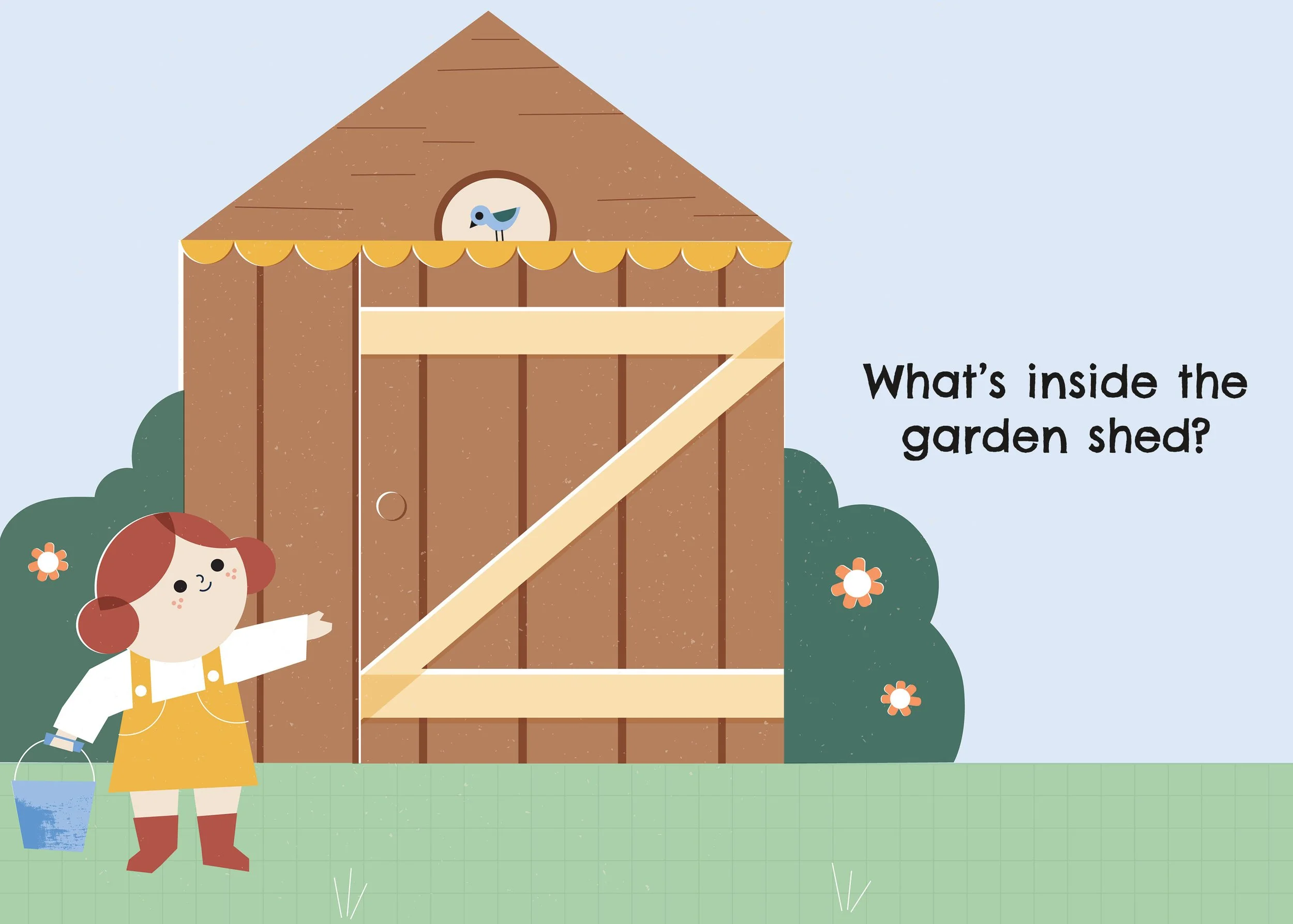 A Lift-The-Flap concept.   
A fun illustration designed in two parts to engage the reader & encourage discovery.   