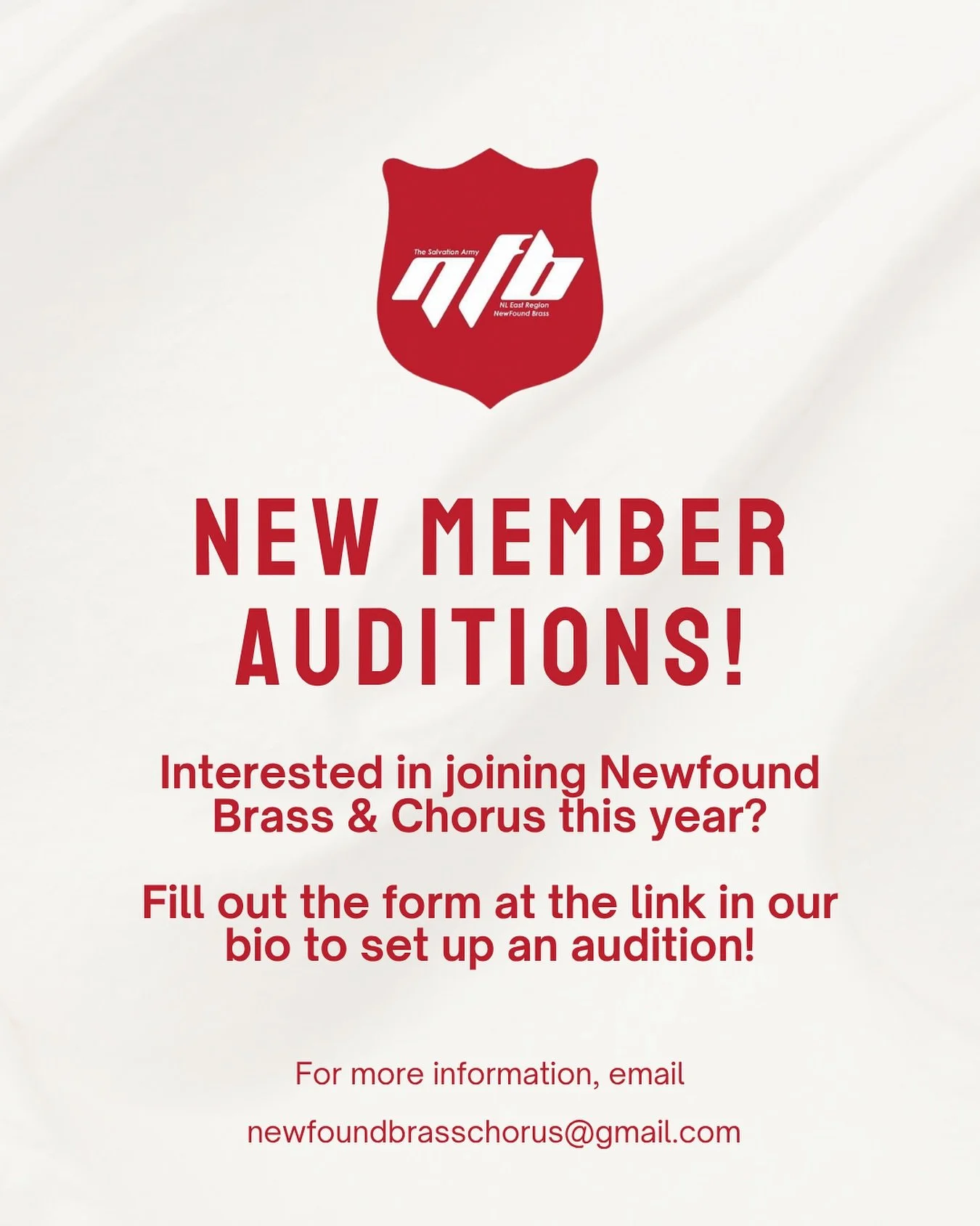 We&rsquo;re looking forward to another great year! Interested in joining NFBC? Fill out the form at the link in our bio to set up an audition!

If you&rsquo;d like more information, email newfoundbrasschorus@gmail.com

We can&rsquo;t wait to hear fro