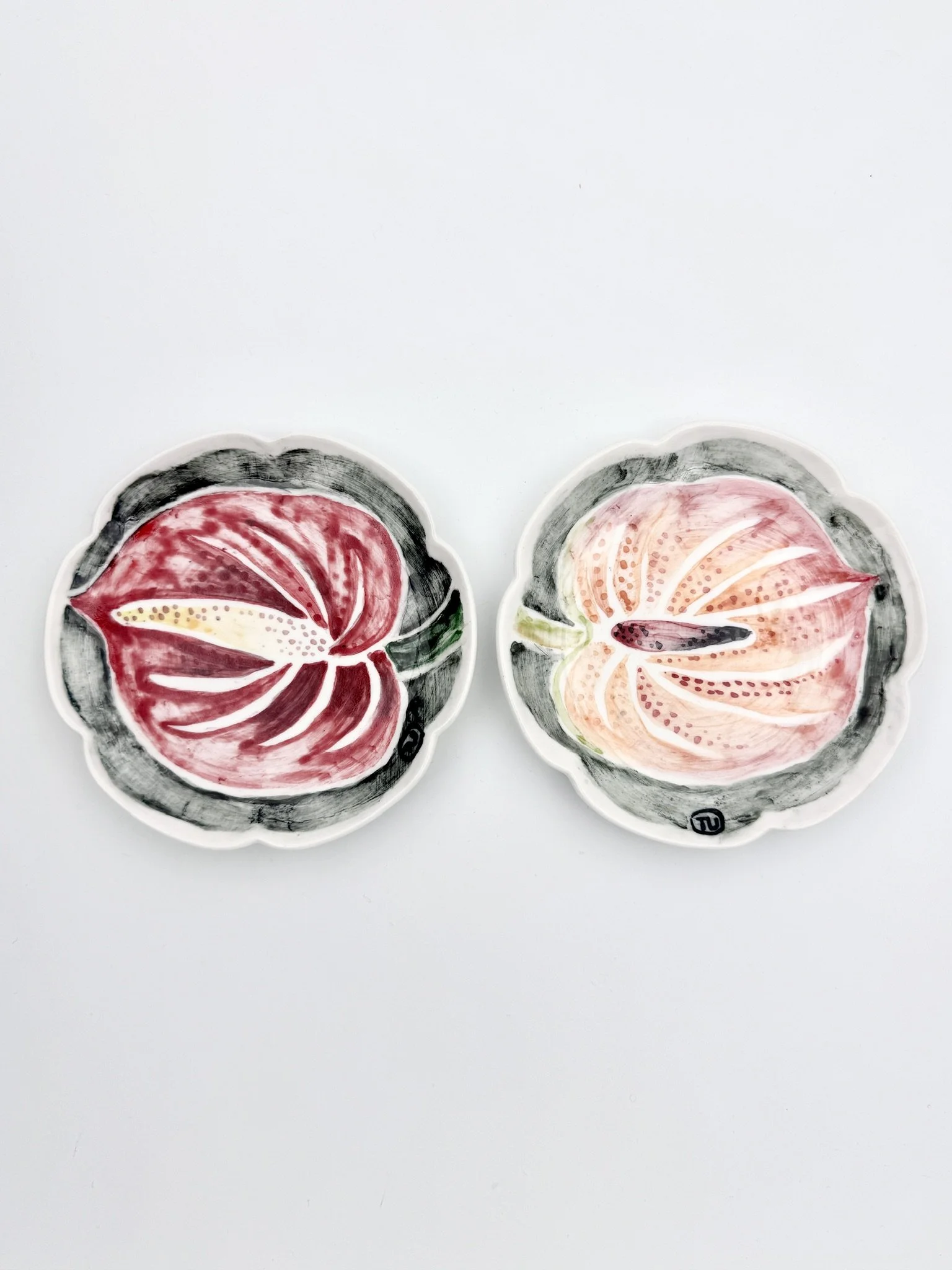 Red Flamingo & Pink Flamingo (Painting on Stoneware)