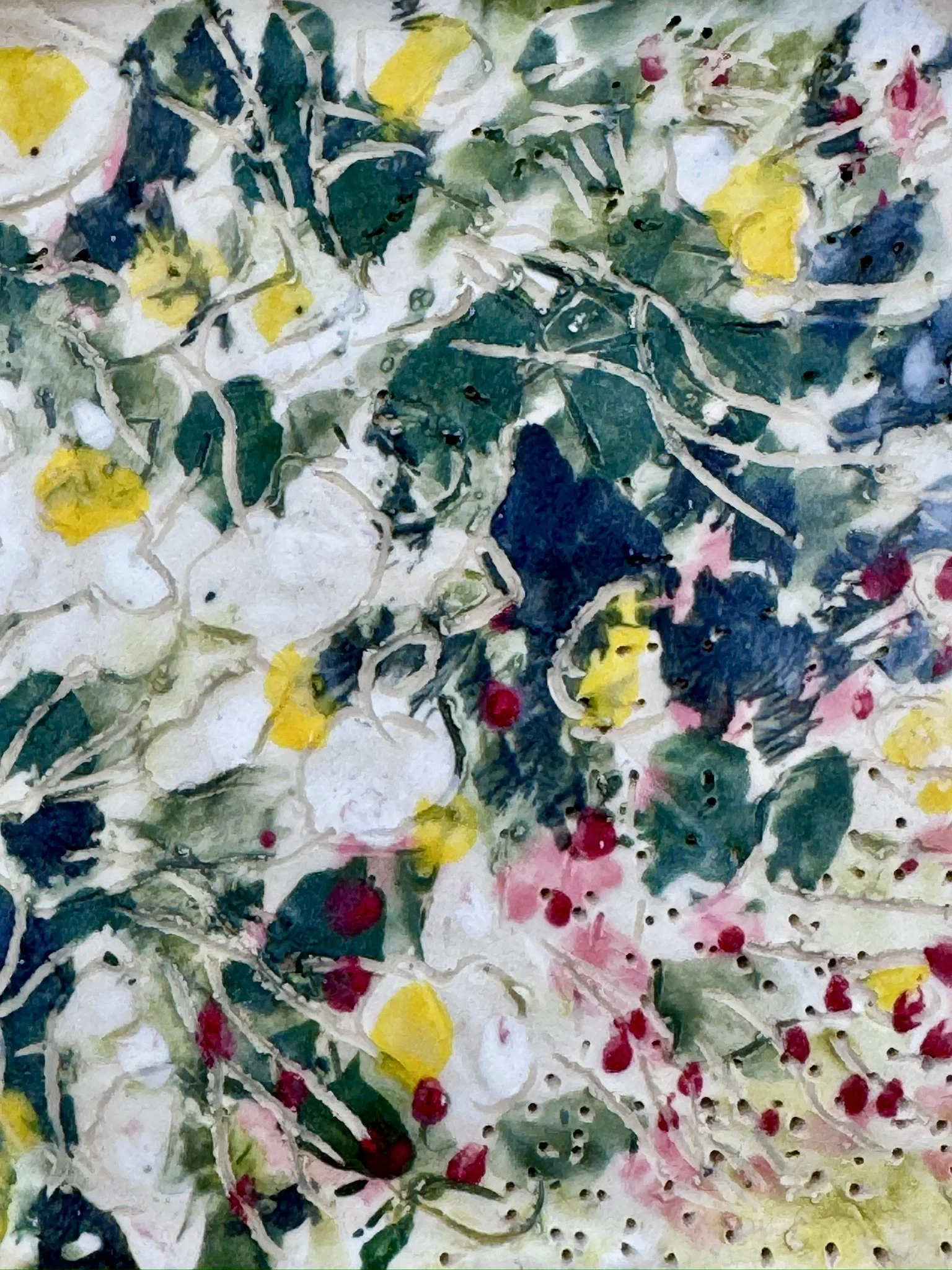 Garden of White Peonies (Painting on Stoneware)