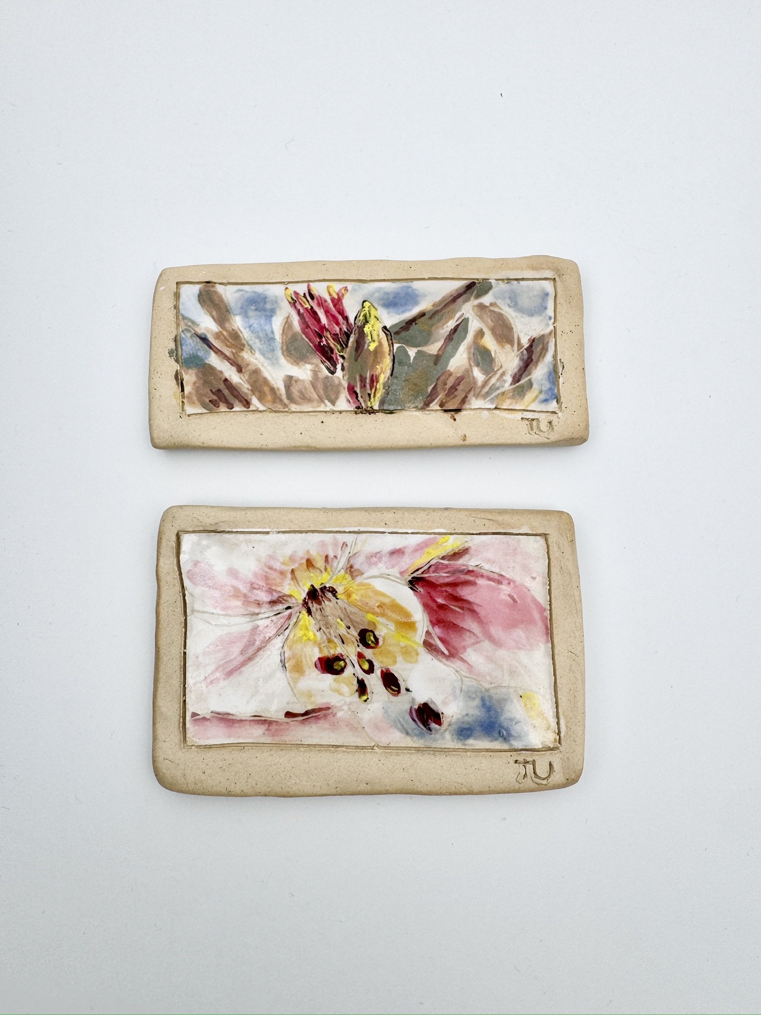 Banana & Lily (Painting on Stoneware)