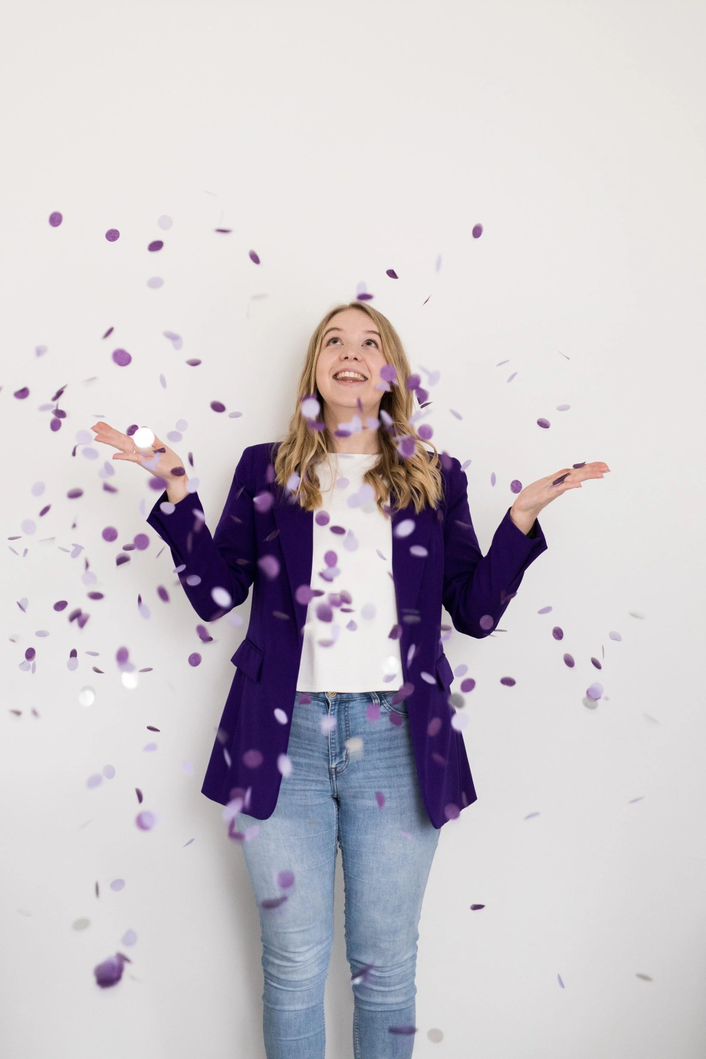 Amy with purple confetti