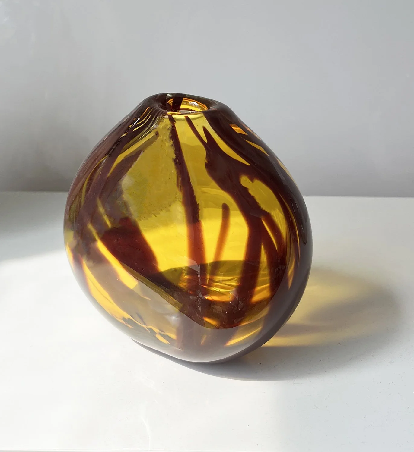 Yellow and Red Striped Glass Pod